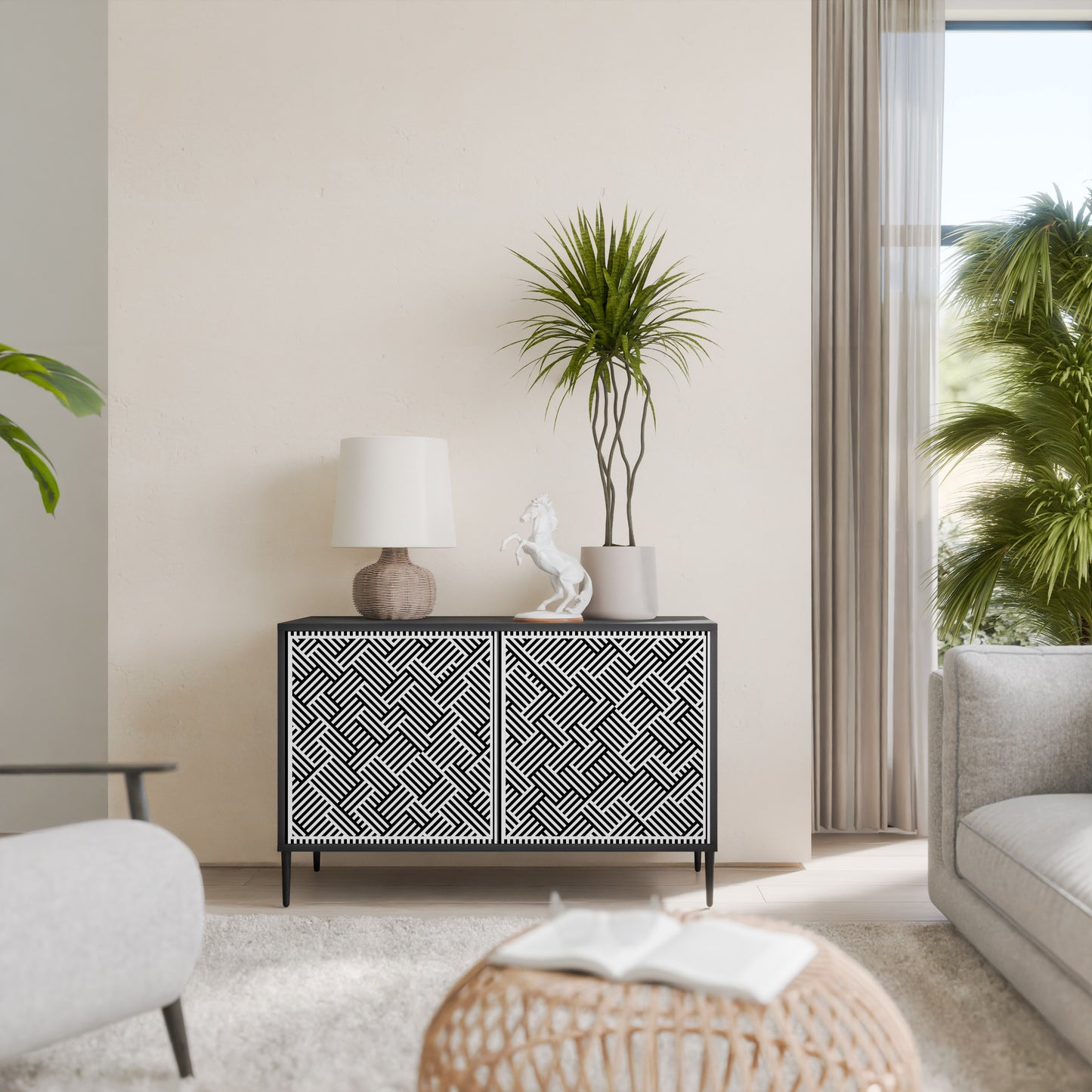 TEMPORARY SEQUENCE 2-Door Sideboard in Black Finish