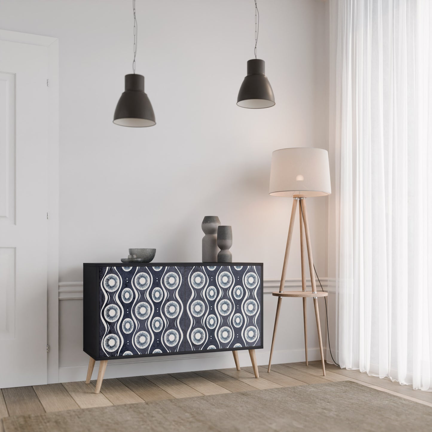 GRAPHITE EYES 2-Door Sideboard in Black Finish