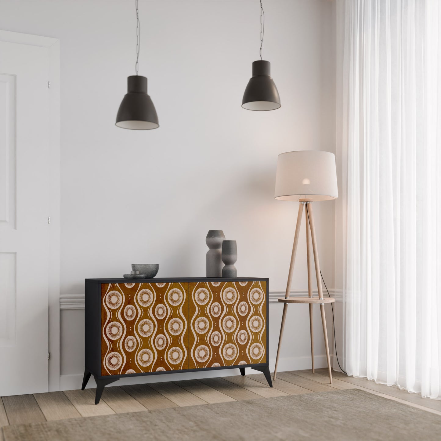 BROWN EYES 2-Door Sideboard in Black Finish