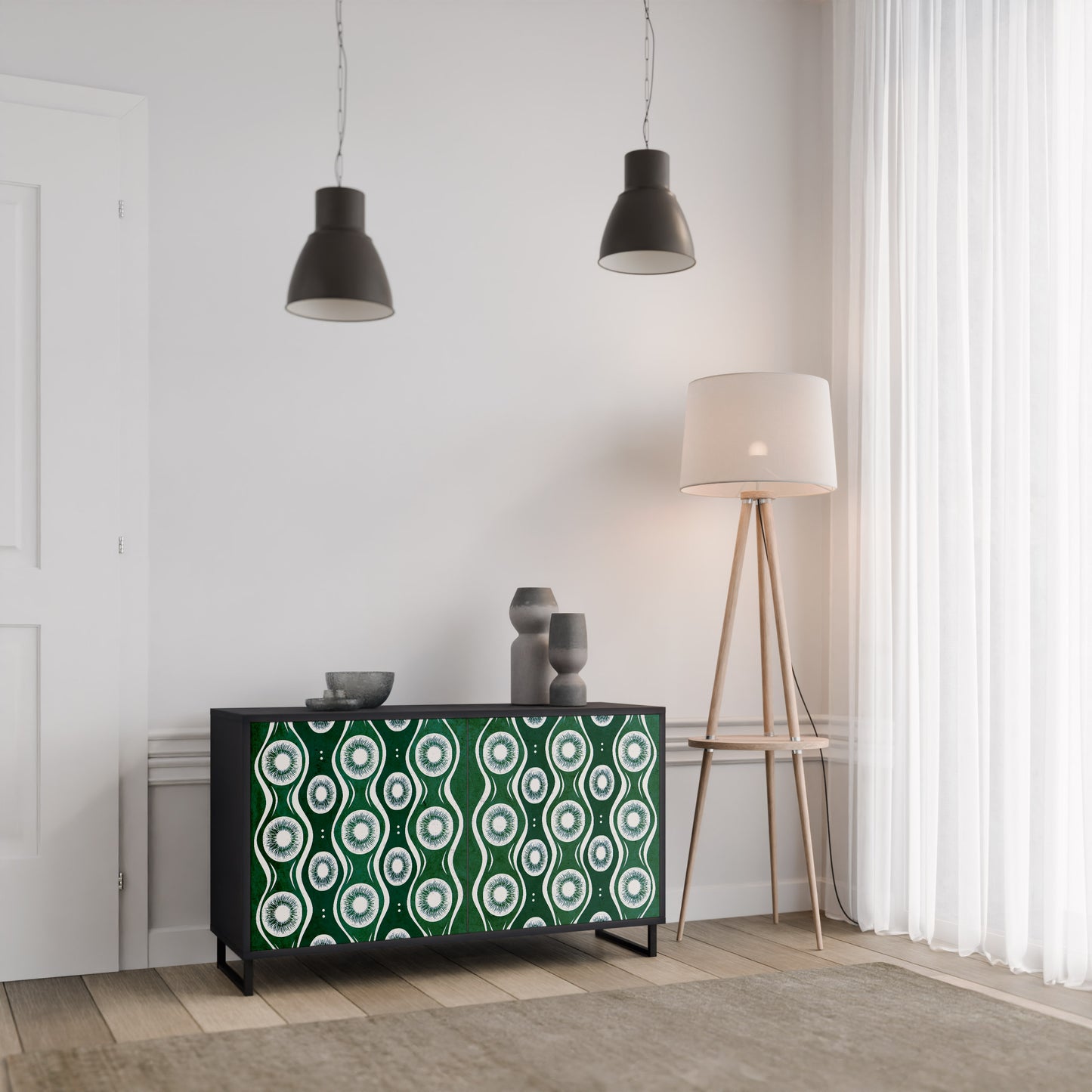GREEN EYES 2-Door Sideboard in Black Finish