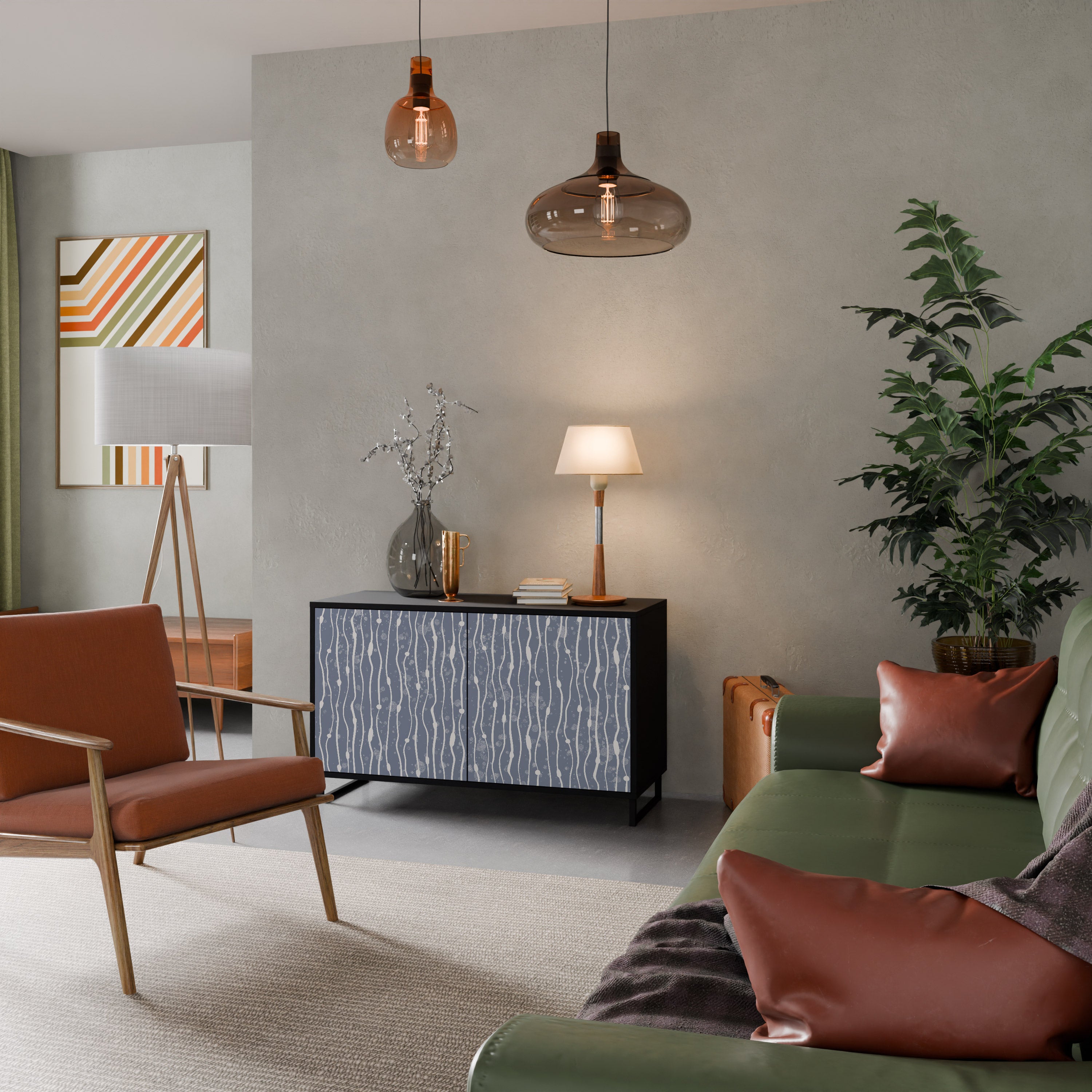 GRAPHITE RAIN 2-dörrars skänk i svart finish
