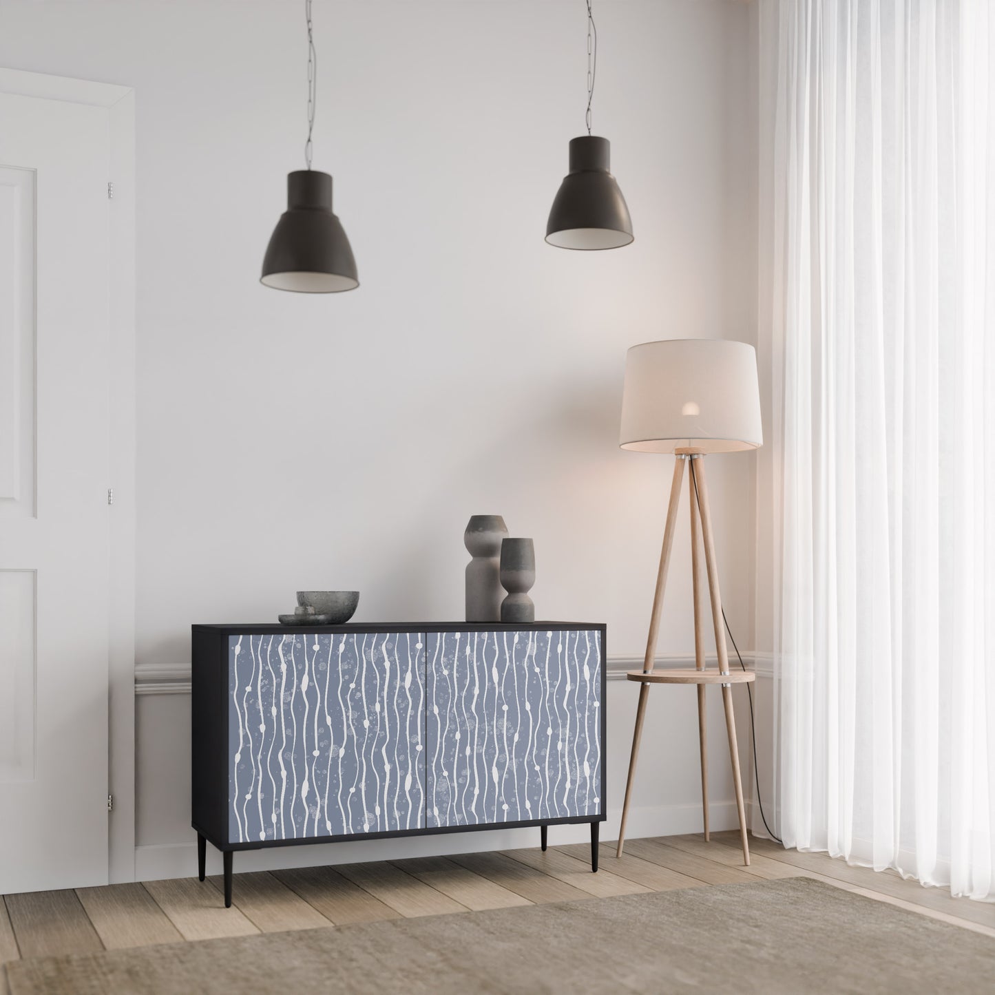 GRAPHITE RAIN 2-Door Sideboard in Black Finish