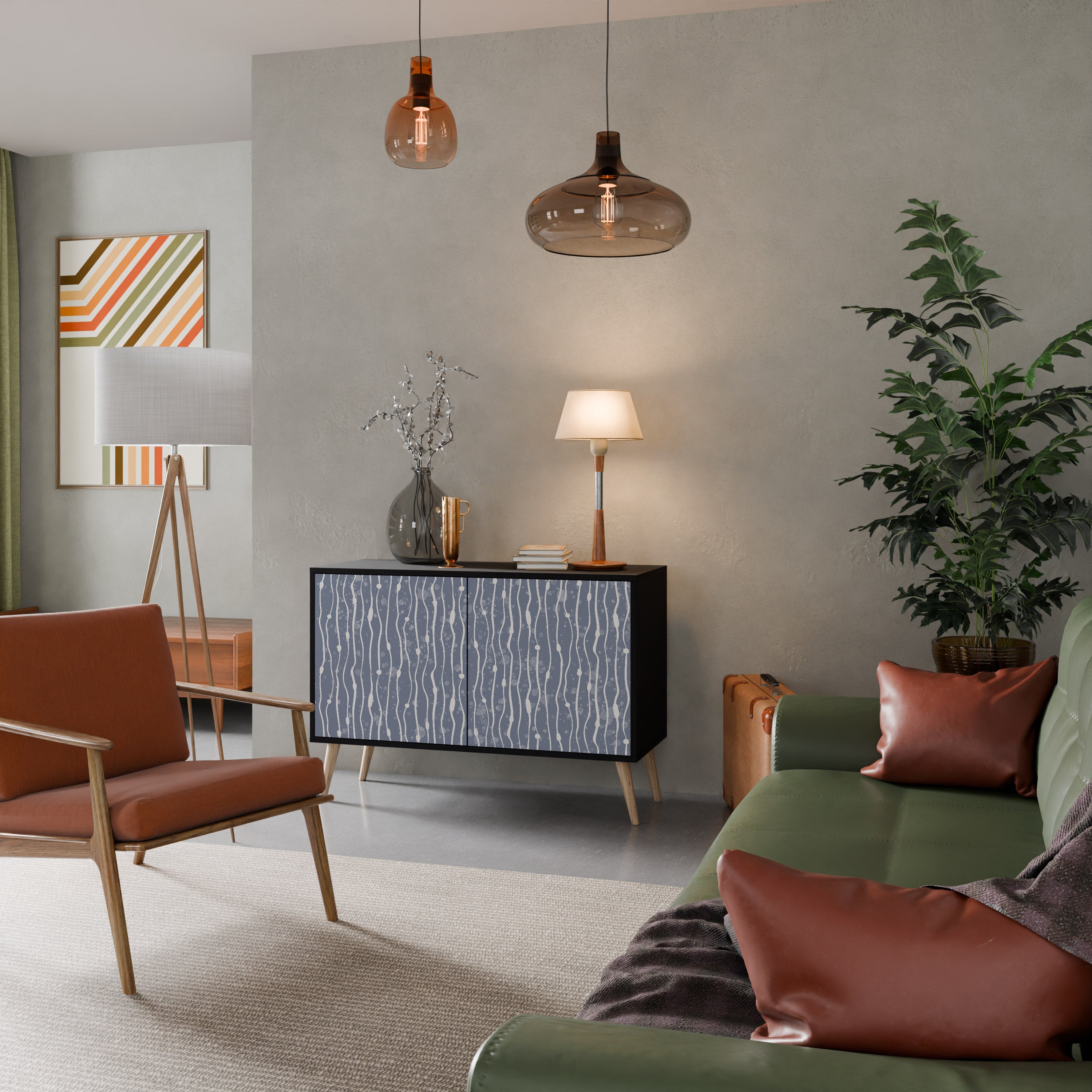 GRAPHITE RAIN 2-dörrars skänk i svart finish