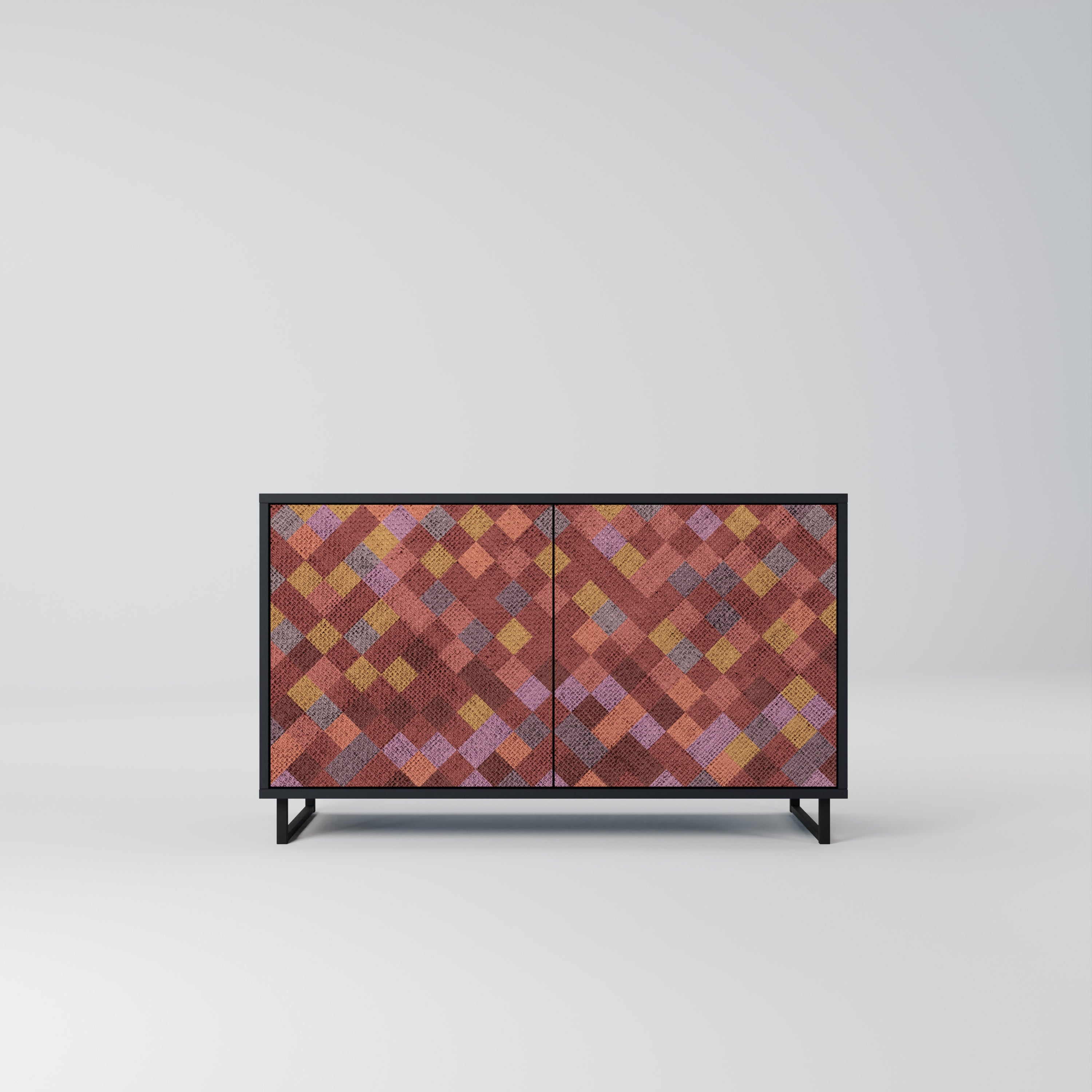 PAINTED SQUARES 2-dörrars skänk i svart finish