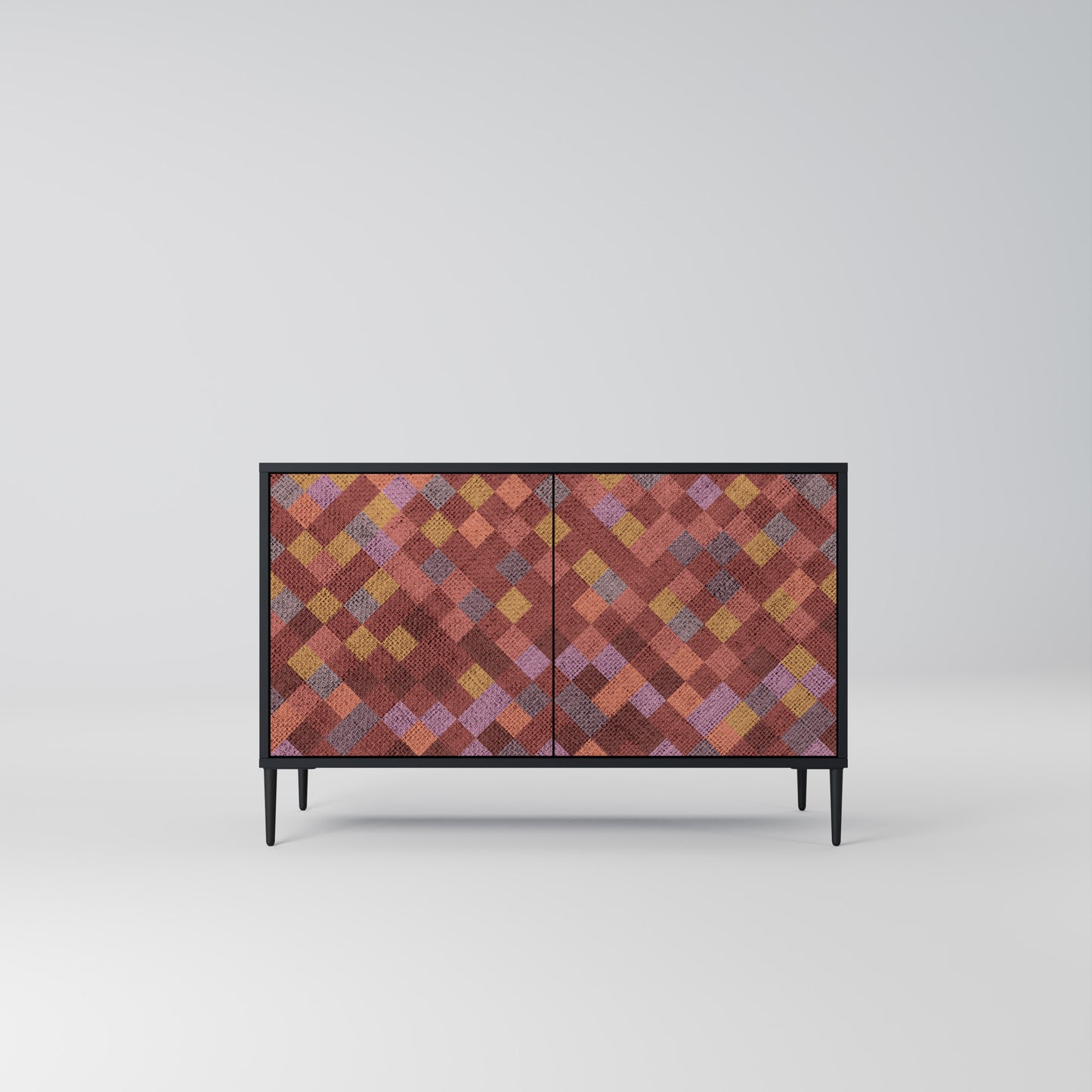 PAINTED SQUARES 2-Door Sideboard in Black Finish