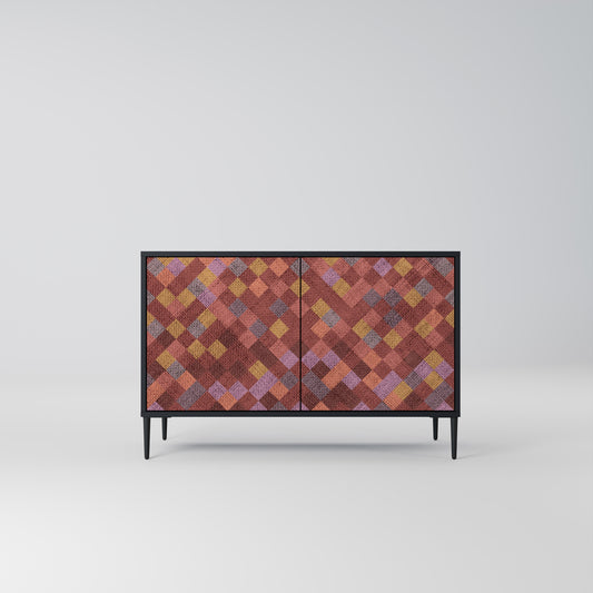 PAINTED SQUARES 2-Door Sideboard in Black Finish