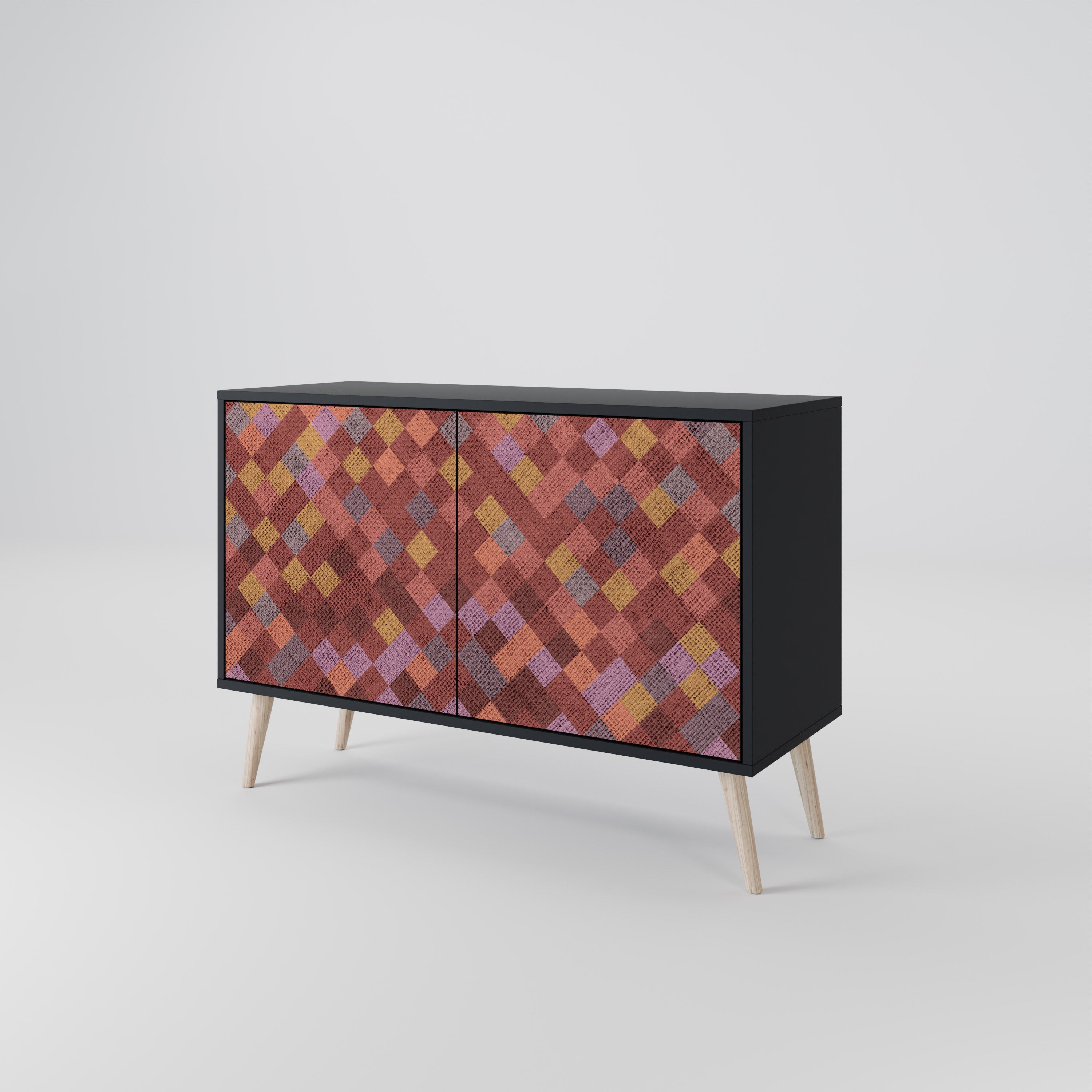 PAINTED SQUARES 2-dörrars skänk i svart finish