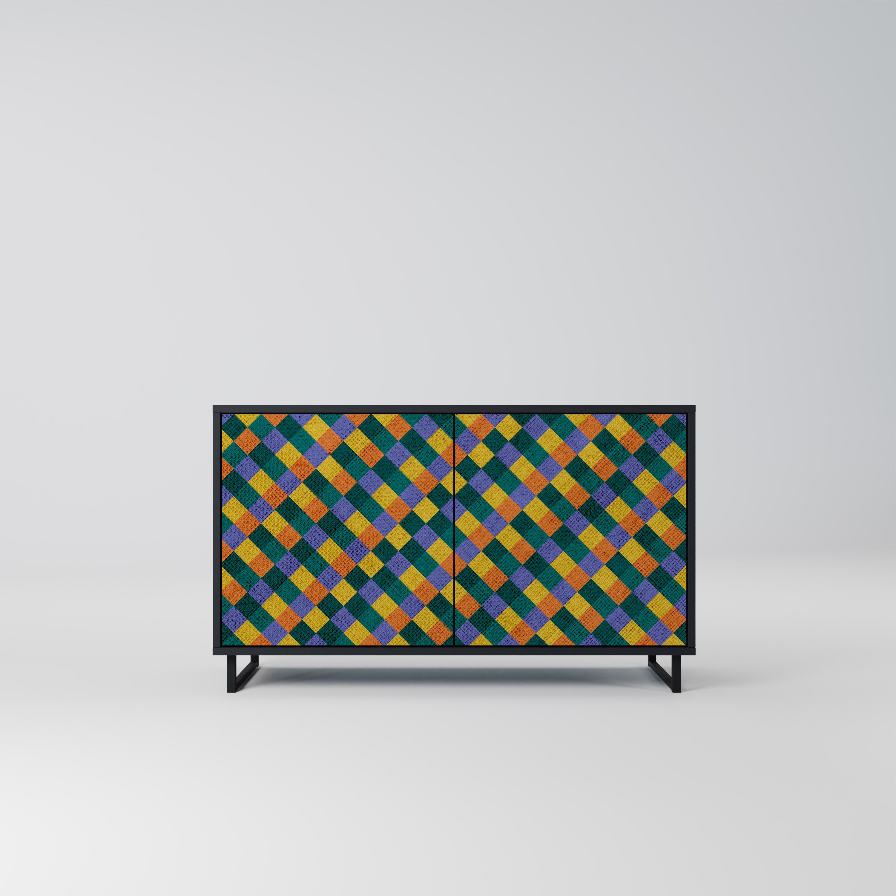 PAINTED SQUARES MIX 2-dörrars skänk i svart finish