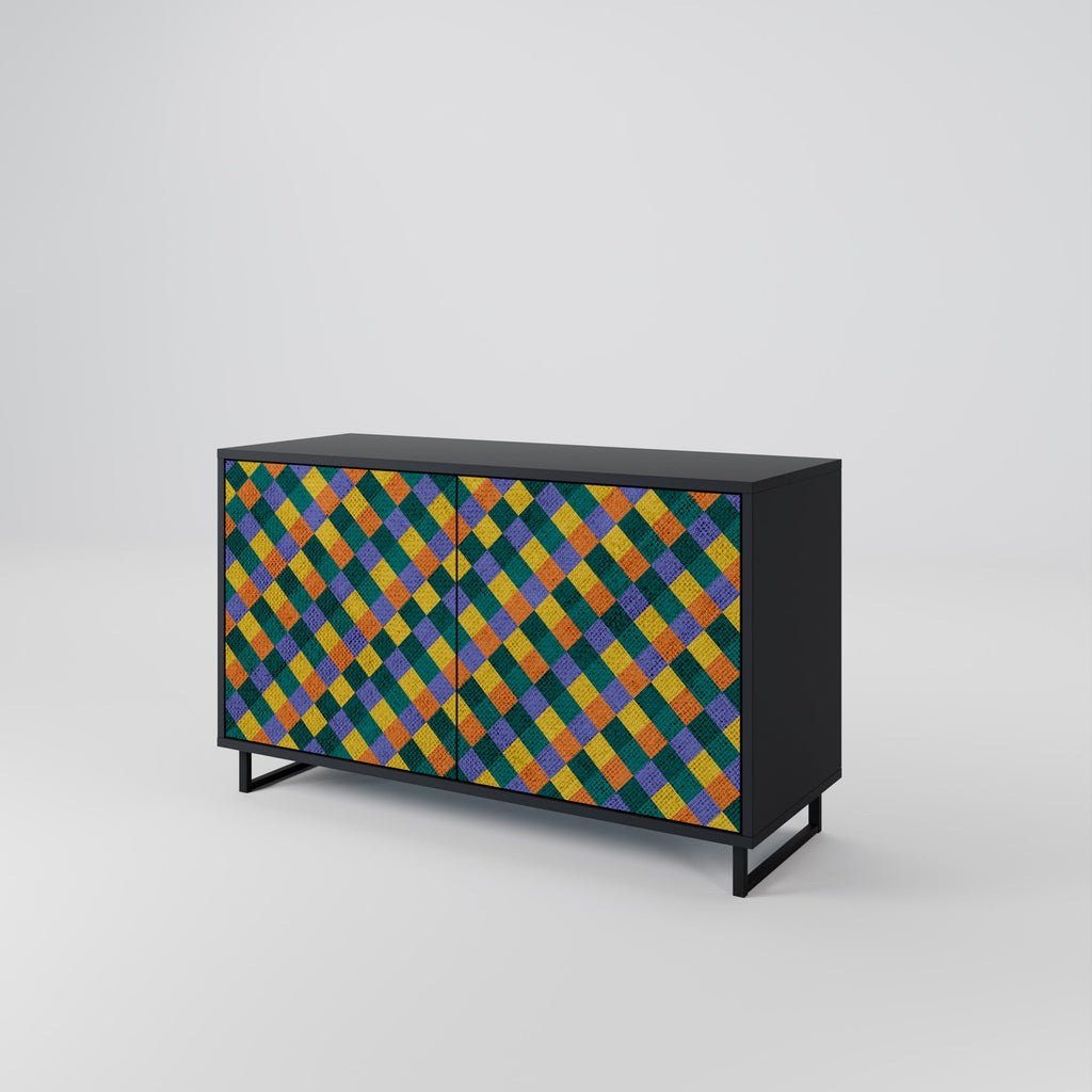 PAINTED SQUARES MIX 2-dörrars skänk i svart finish