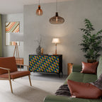 PAINTED SQUARES MIX Skänk med två dörrar