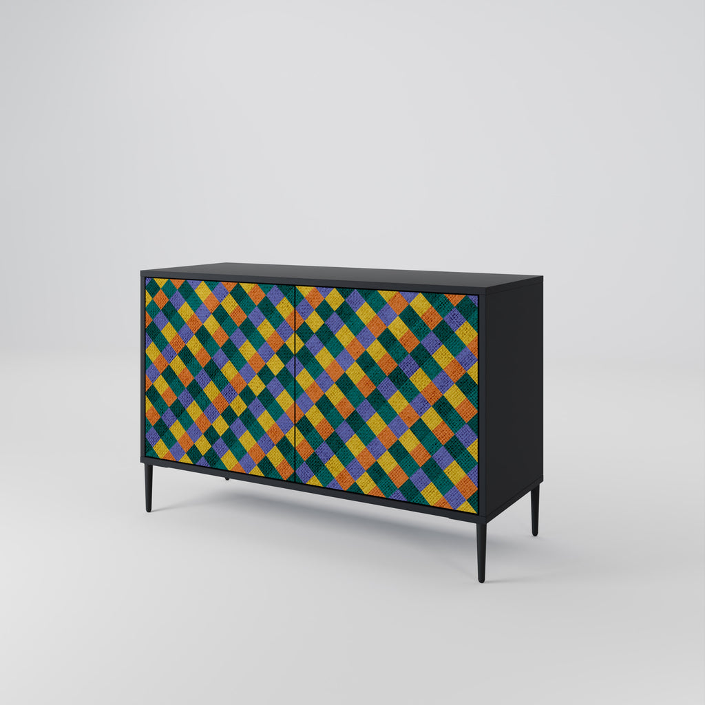 PAINTED SQUARES MIX 2-dörrars skänk i svart finish