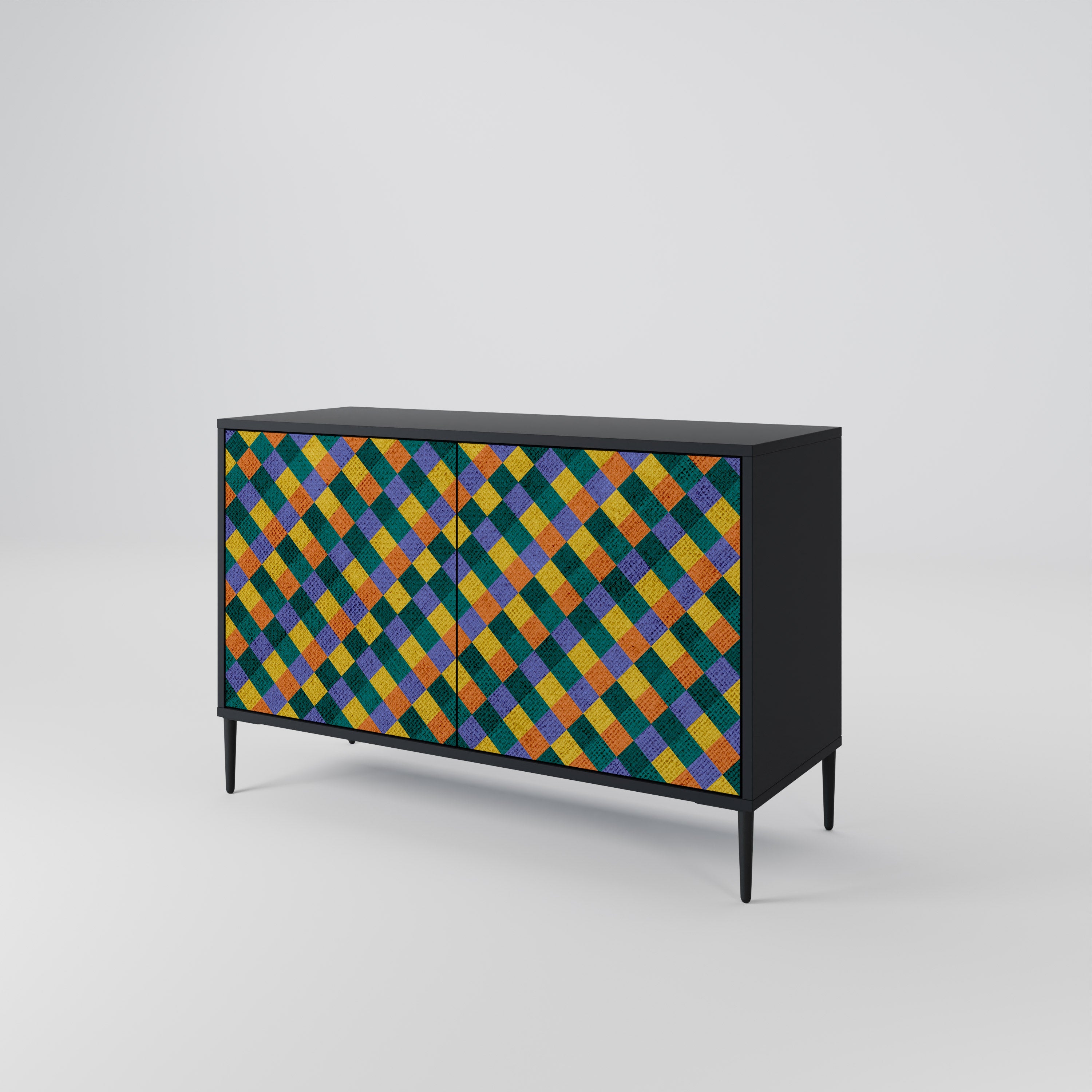 PAINTED SQUARES MIX 2-dörrars skänk i svart finish