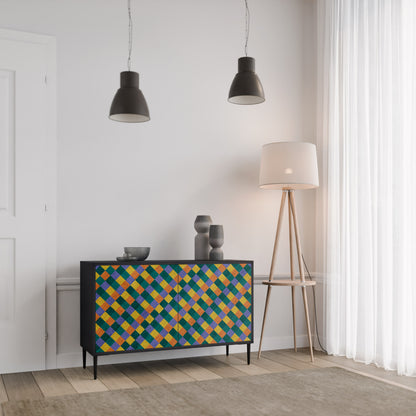 PAINTED SQUARES MIX 2-Door Sideboard in Black Finish