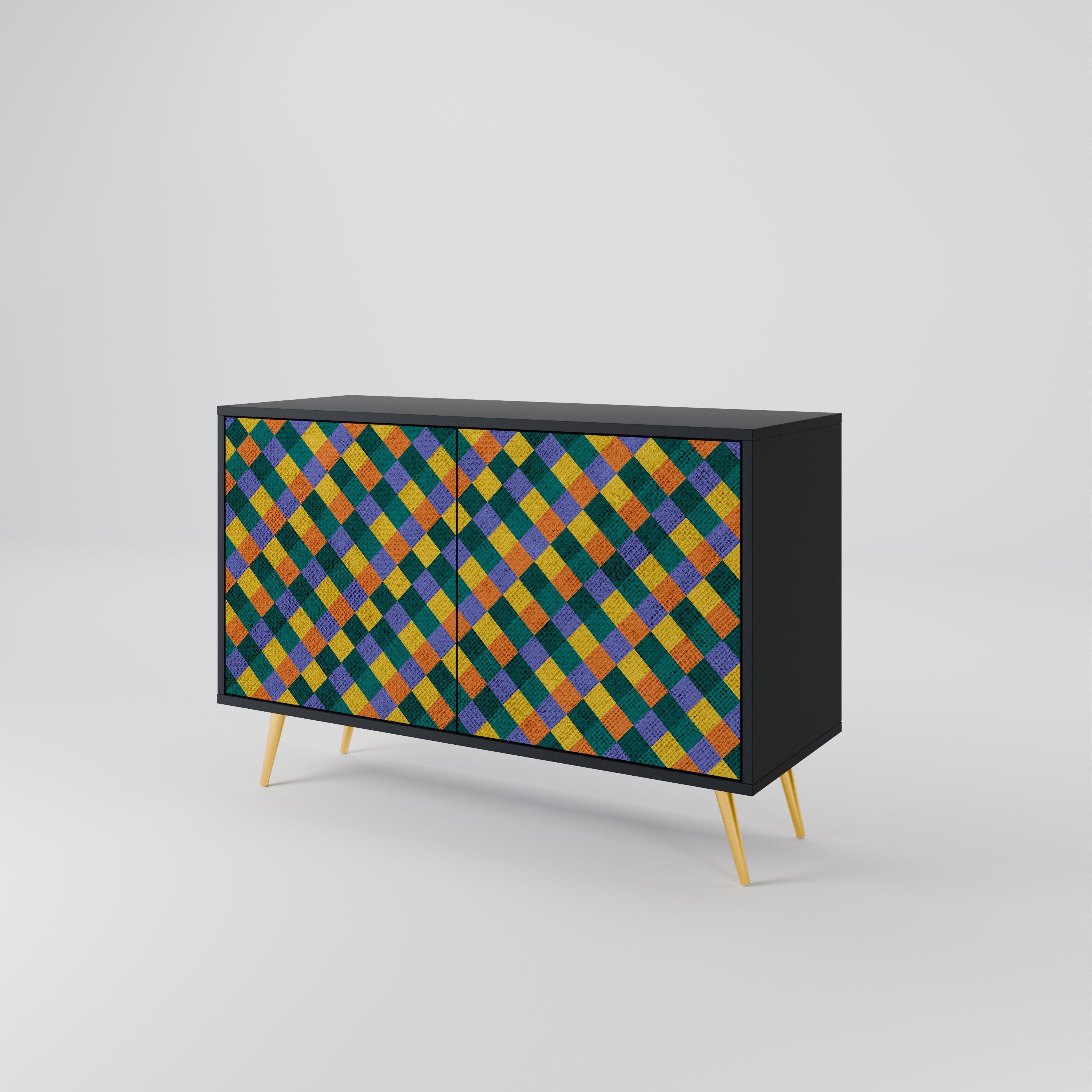 PAINTED SQUARES MIX 2-dörrars skänk i svart finish