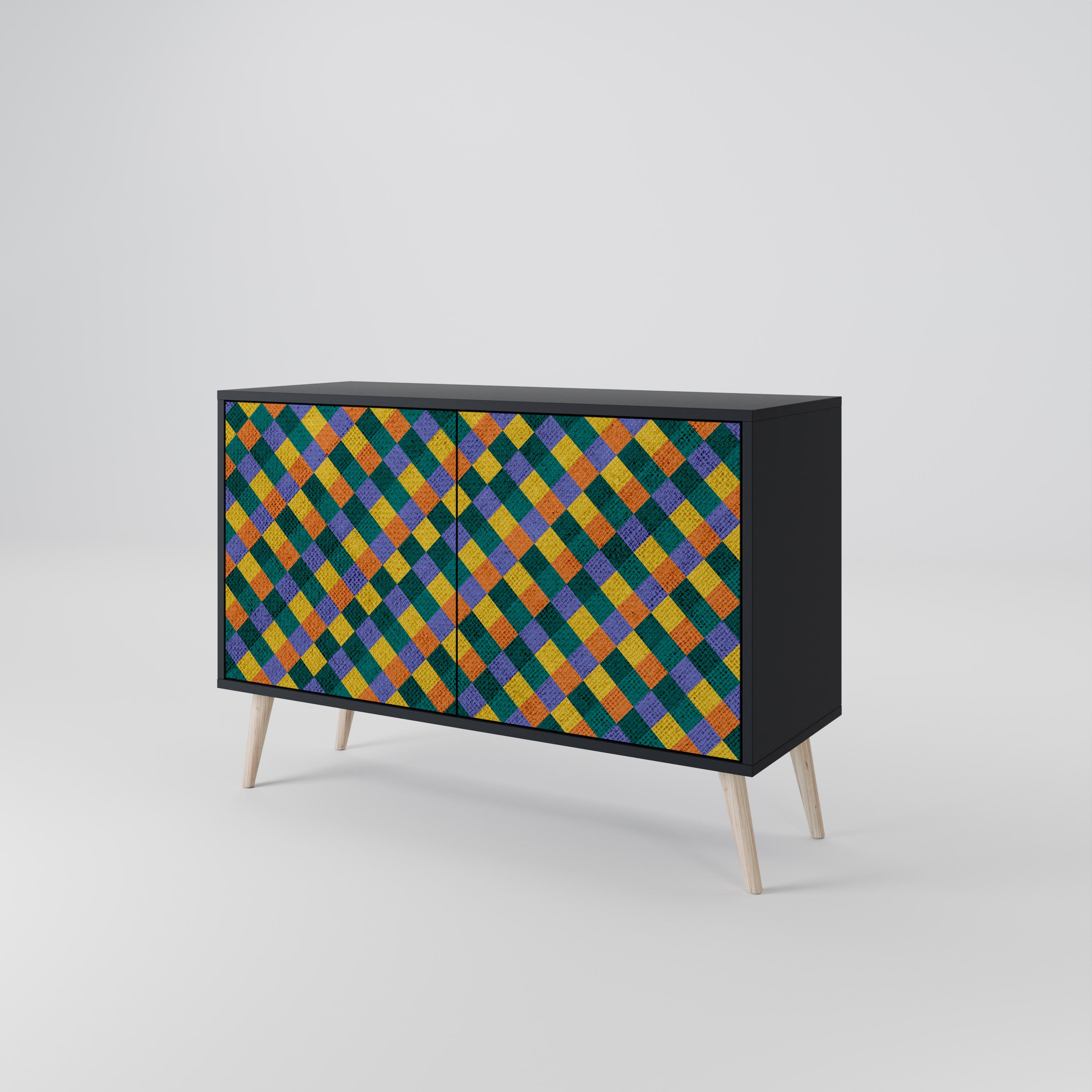 PAINTED SQUARES MIX 2-dörrars skänk i svart finish