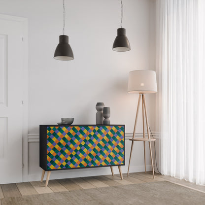 PAINTED SQUARES MIX 2-Door Sideboard in Black Finish
