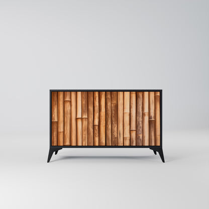 NATURAL WOOD 2-Door Sideboard in Black Finish