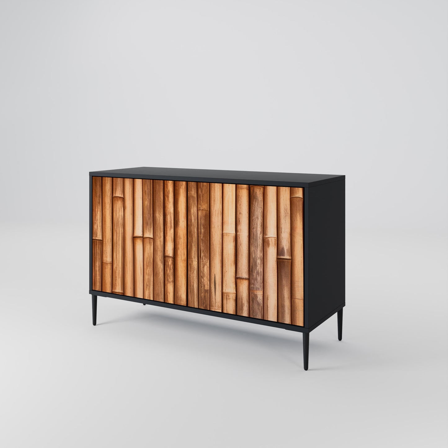 NATURAL WOOD 2-Door Sideboard in Black Finish