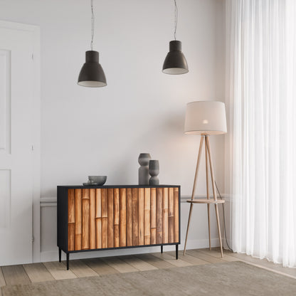 NATURAL WOOD 2-Door Sideboard in Black Finish