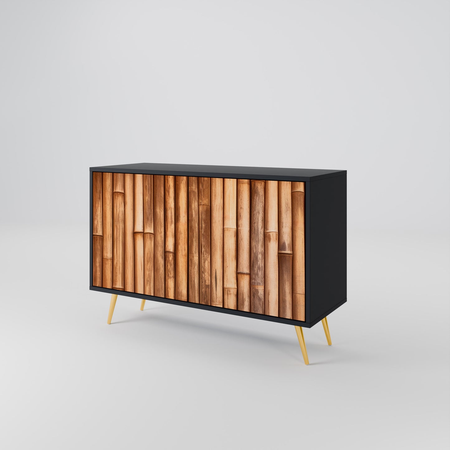 NATURAL WOOD 2-Door Sideboard in Black Finish