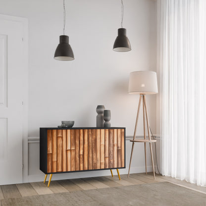 NATURAL WOOD 2-Door Sideboard in Black Finish