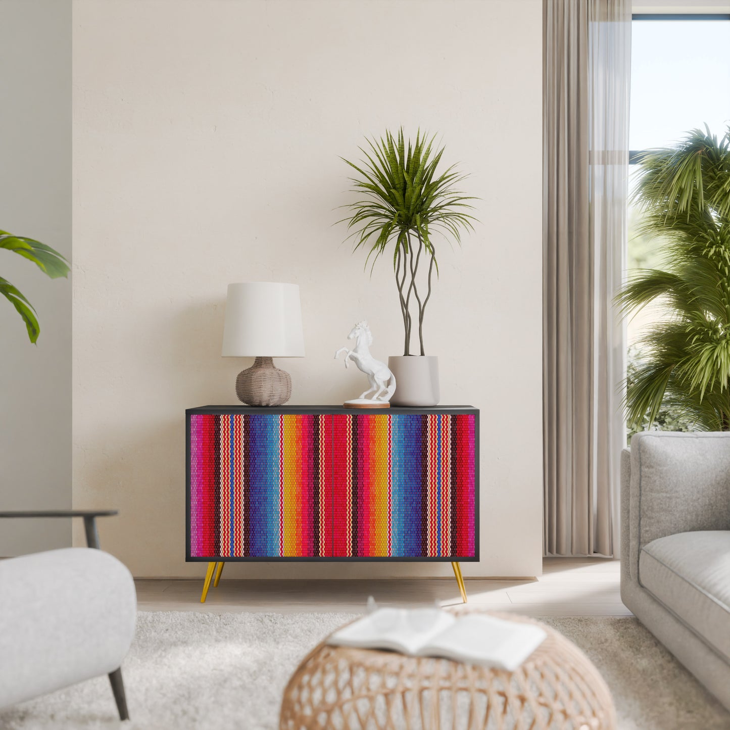 ETHNIC MEXICAN 2-Door Sideboard in Black Finish