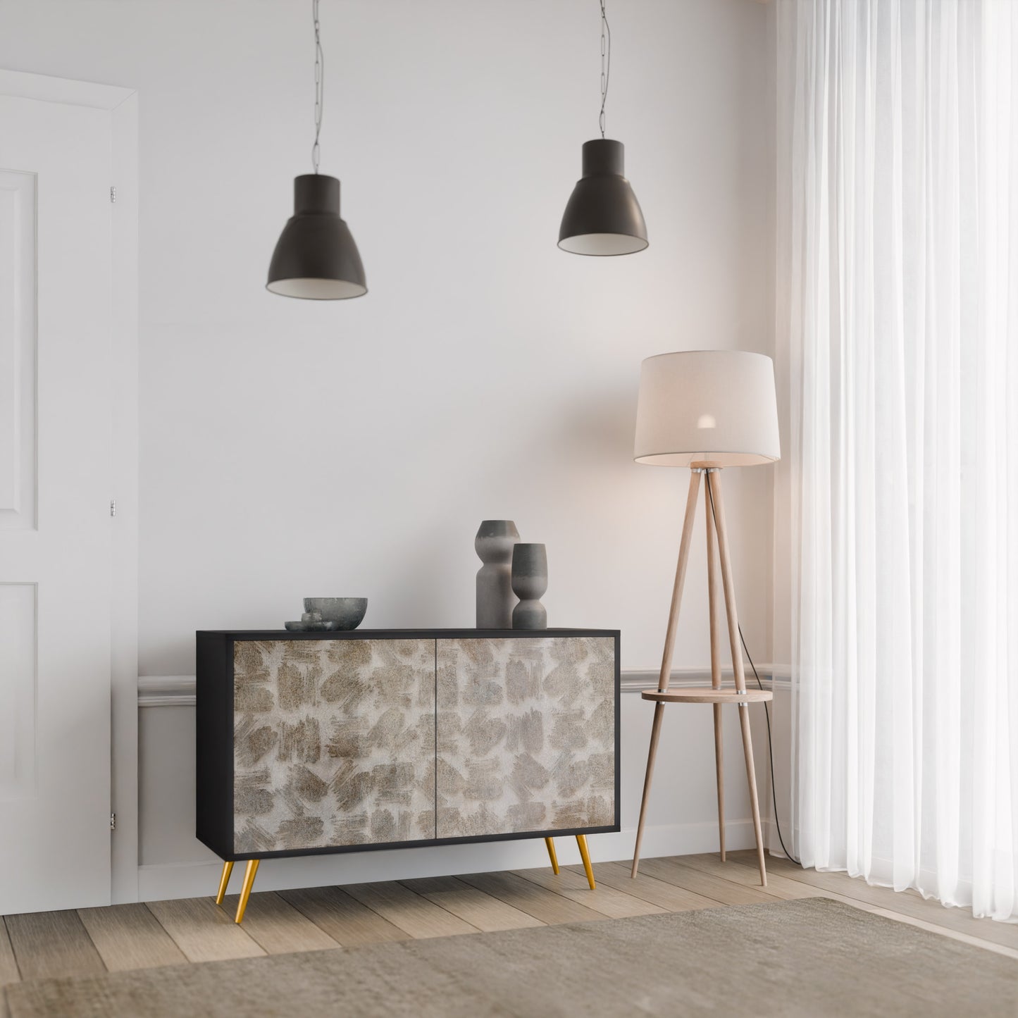 SLIGHTLY BLURRED 2-Door Sideboard in Black Finish