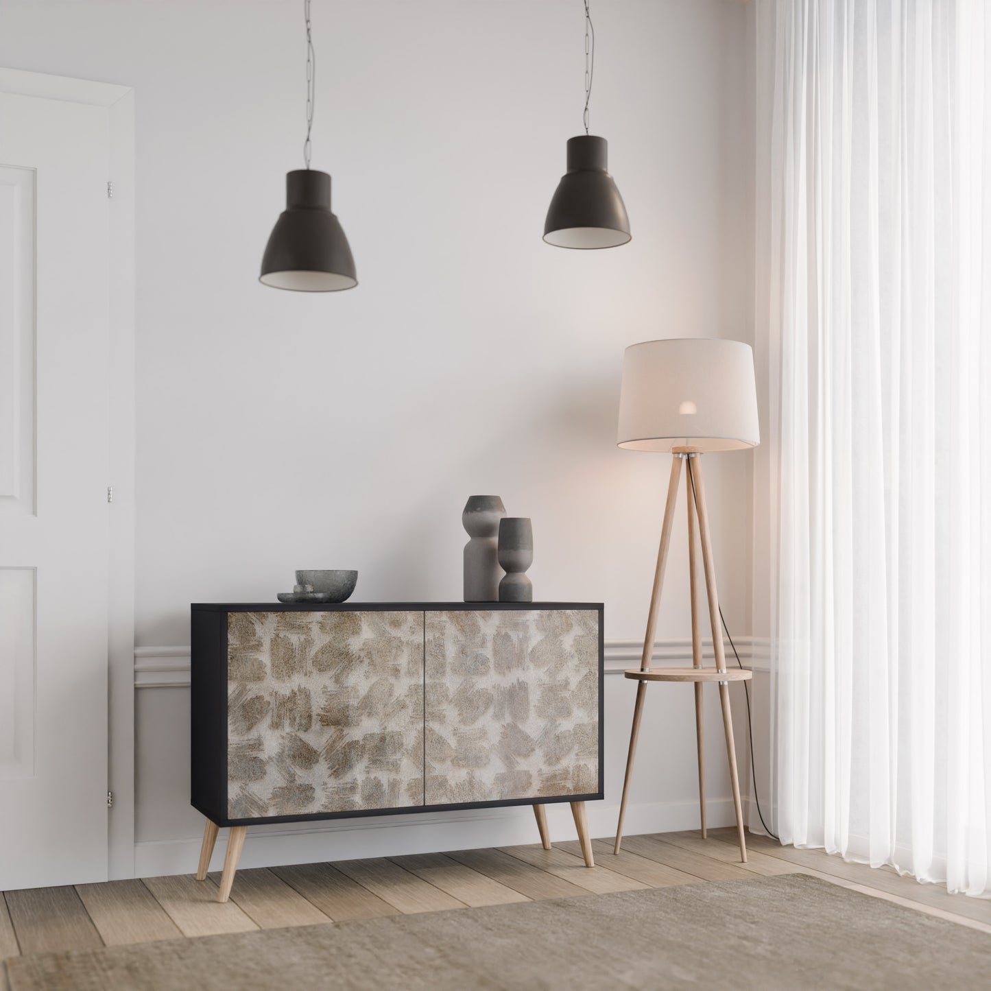 SLIGHTLY BLURRED 2-Door Sideboard in Black Finish