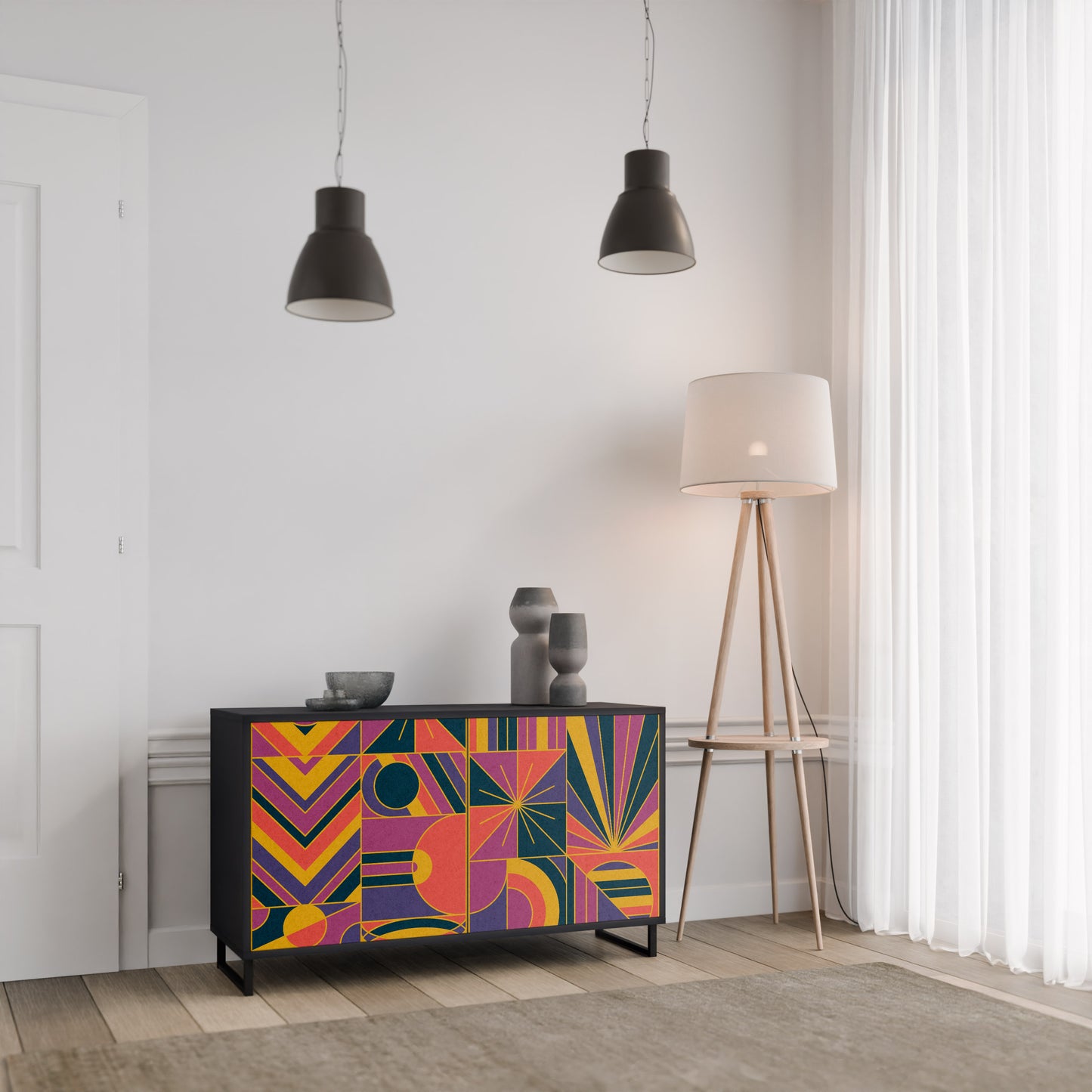 ELECTRIC PATTERNS 2-Door Sideboard in Black Finish