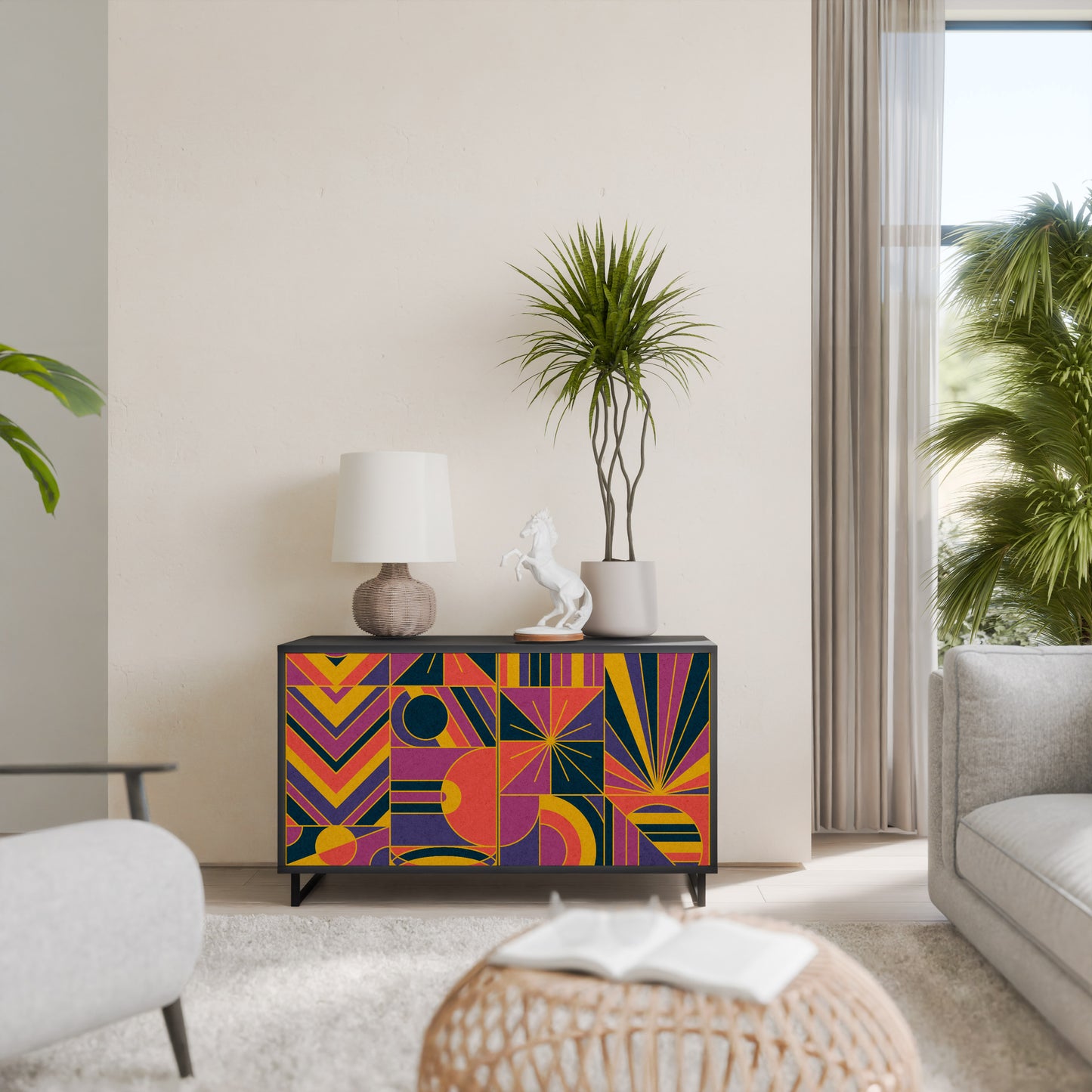 ELECTRIC PATTERNS 2-Door Sideboard in Black Finish