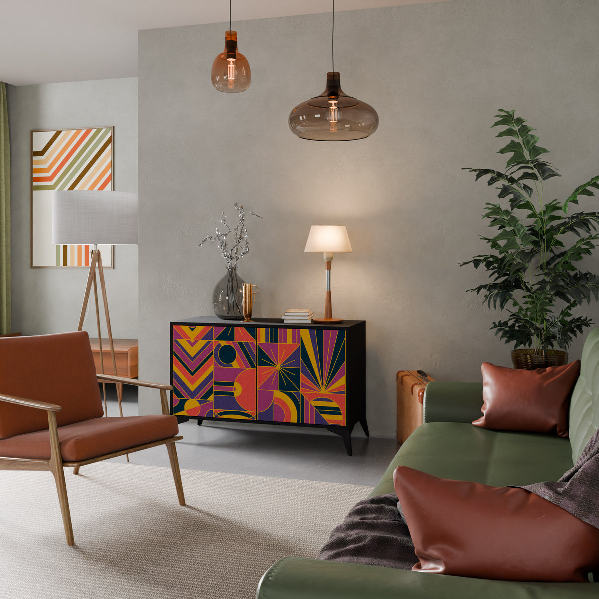 ELECTRIC PATTERNS Skänk med två dörrar