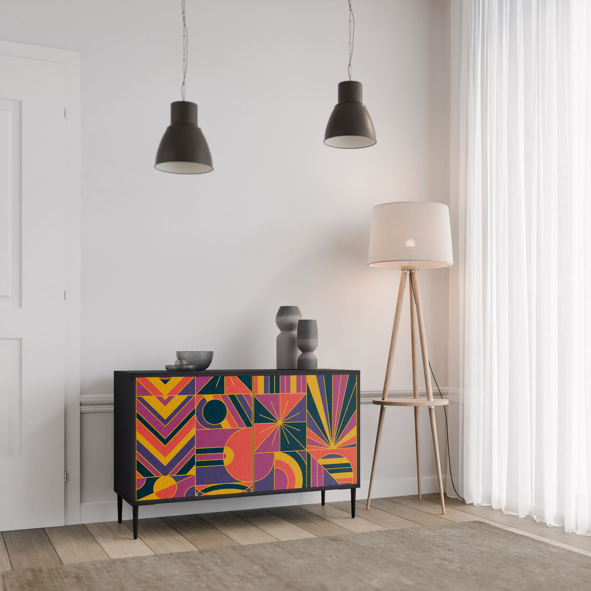 ELECTRIC PATTERNS Skänk med två dörrar