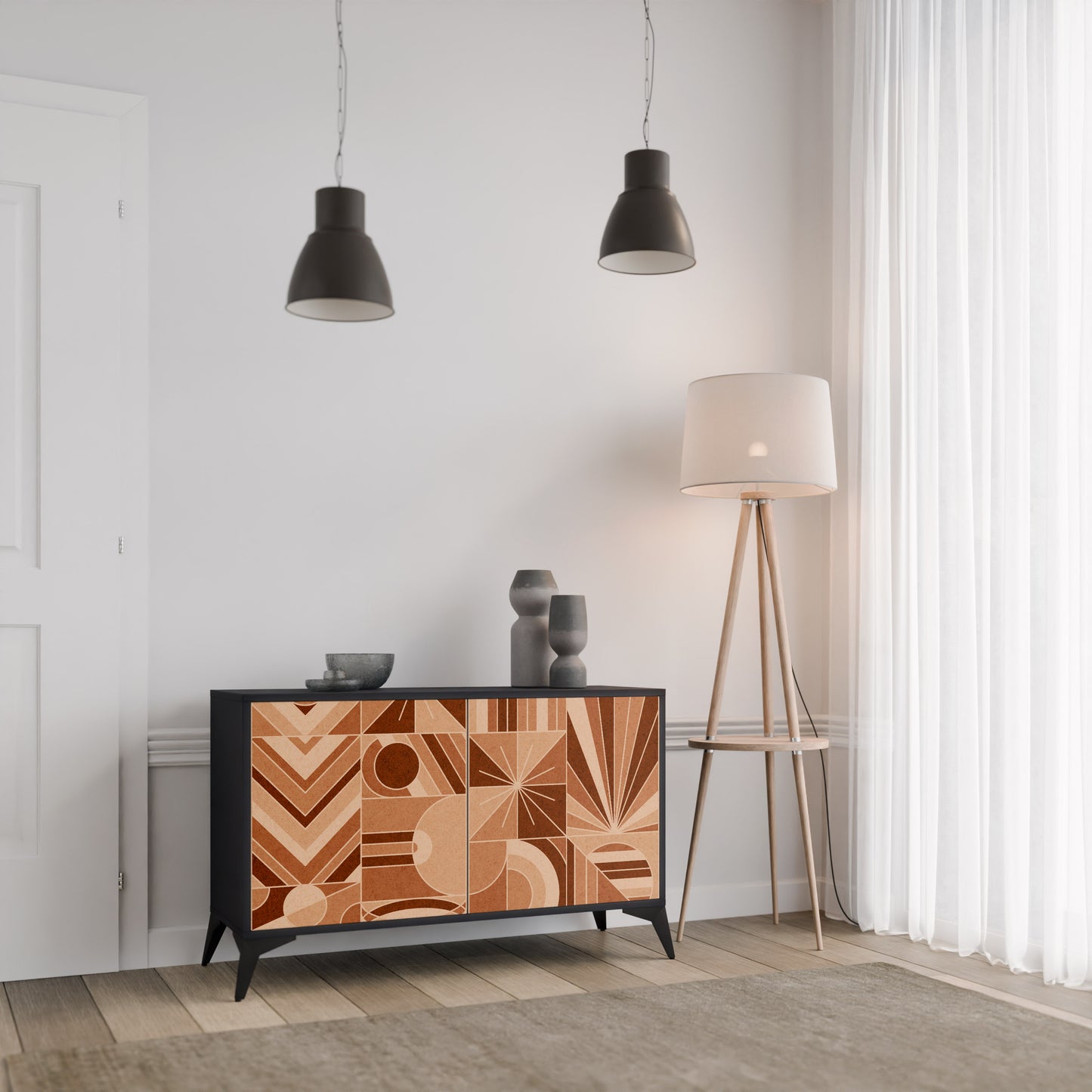 PRISM MOSAIC 2-Door Sideboard in Black Finish