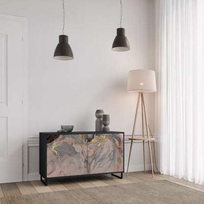 GILDED SWIRLS 2-Door Sideboard in Black Finish