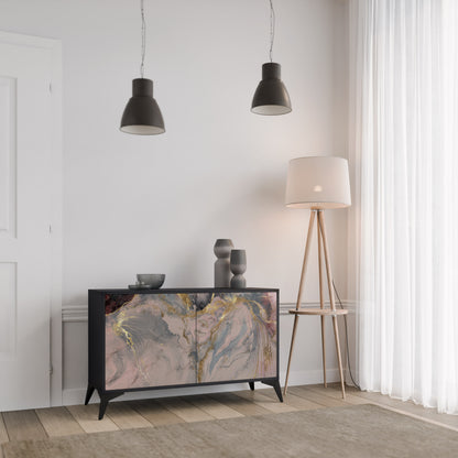 GILDED SWIRLS 2-Door Sideboard in Black Finish