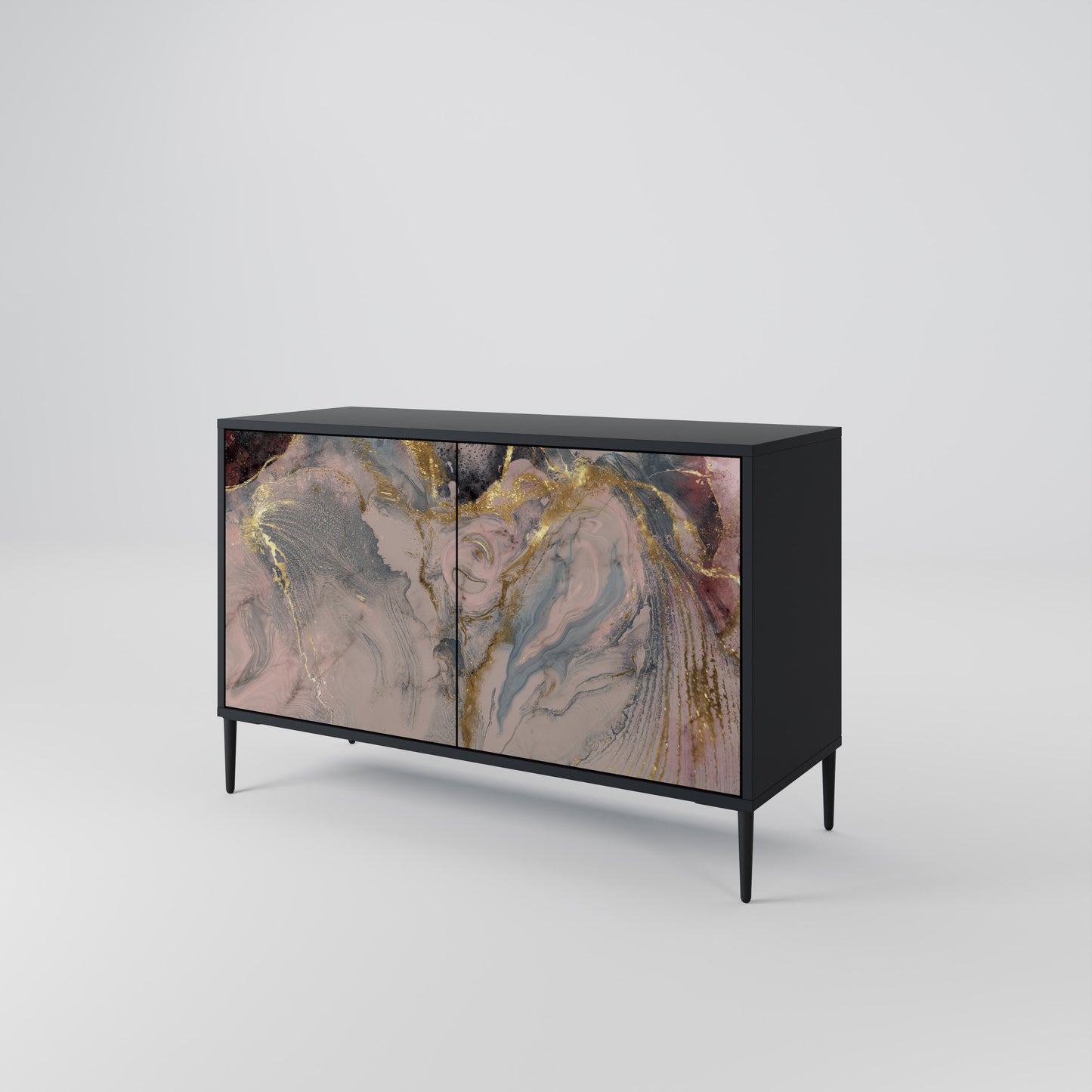 GILDED SWIRLS 2-Door Sideboard in Black Finish
