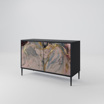 GILDED SWIRLS 2-Door Sideboard in Black Finish