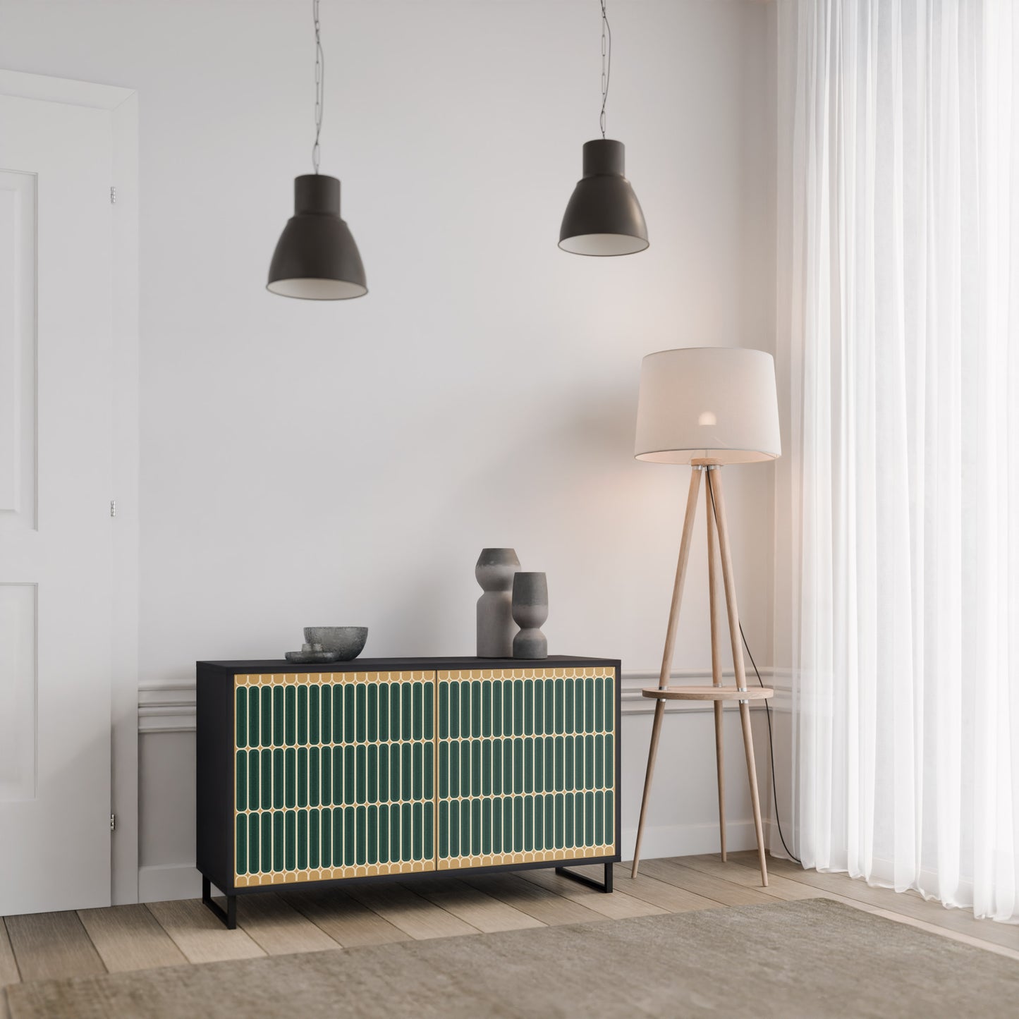 ILUSION GATE 2-Door Sideboard in Black Finish