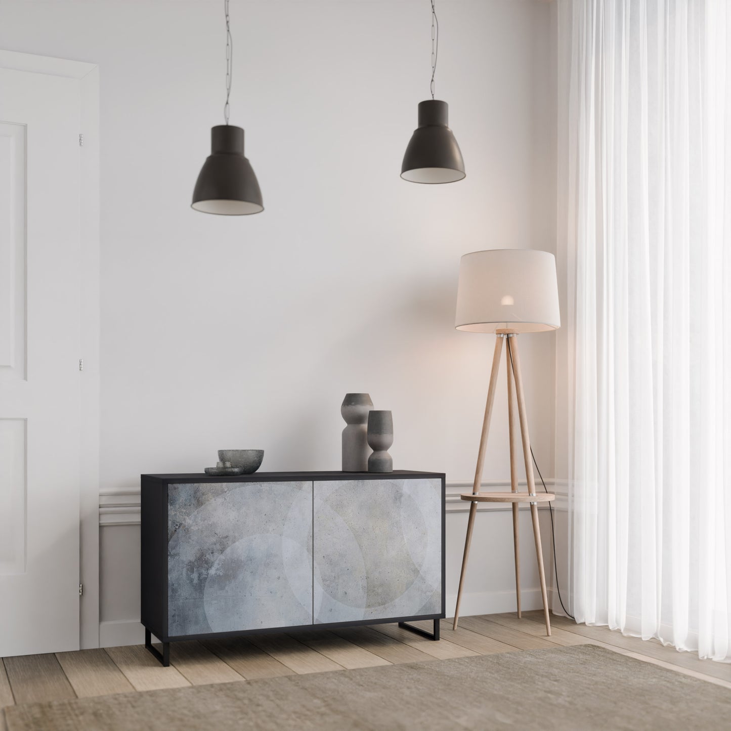 MUTED ARC 2-Door Sideboard in Black Finish