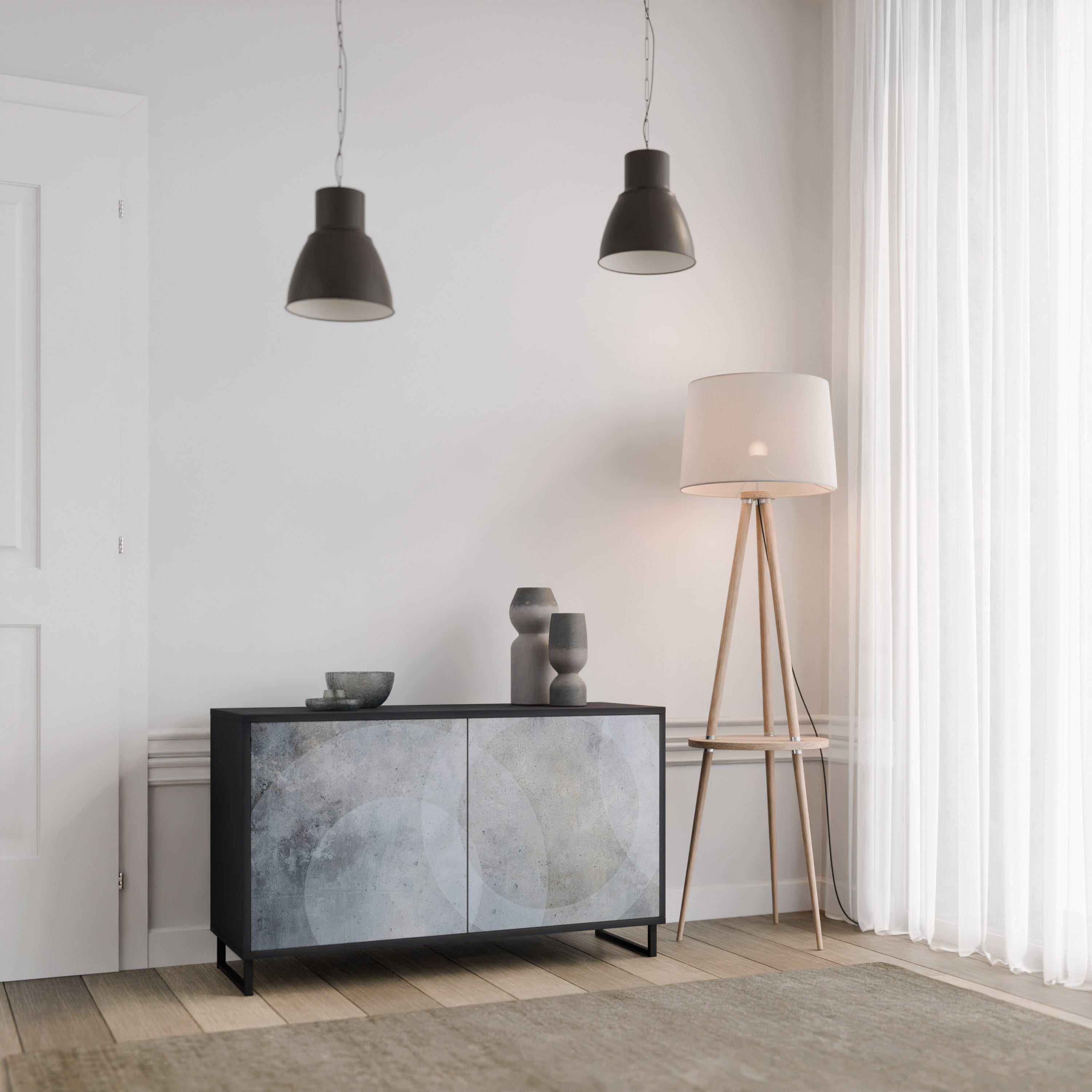 MUTED ARC 2-dörrars skänk i svart finish