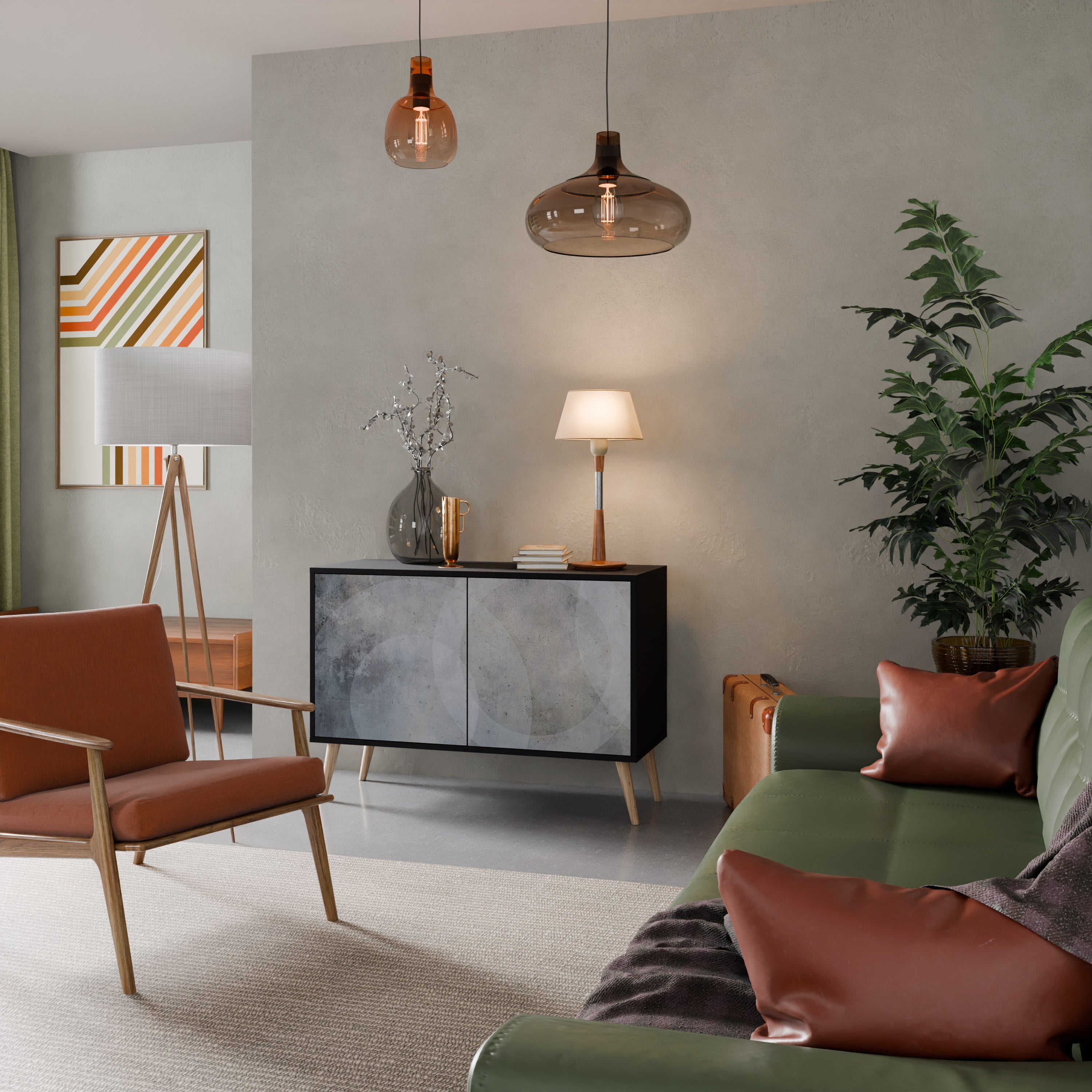 MUTED ARC 2-dörrars skänk i svart finish