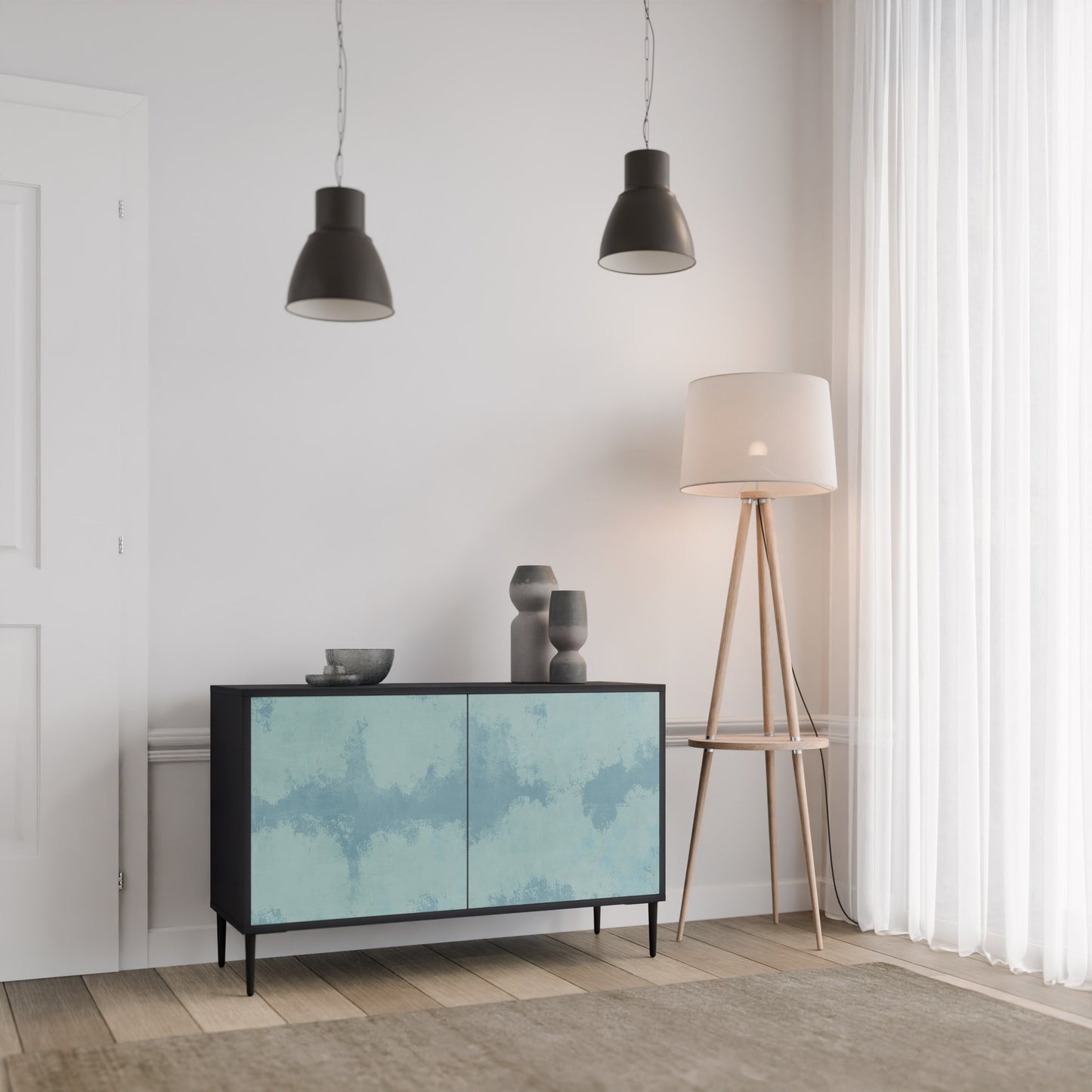 SKY WASH 2-Door Sideboard in Black Finish