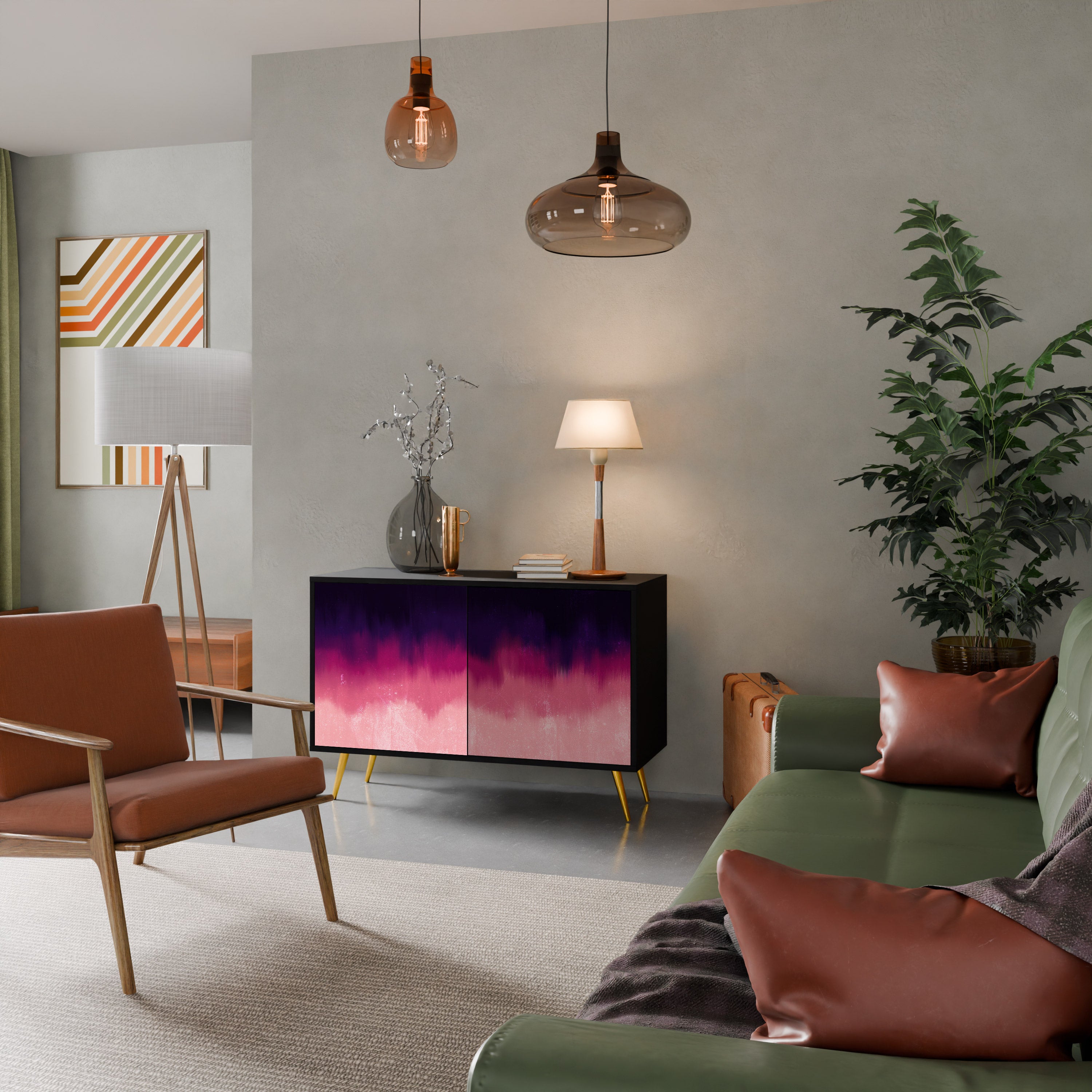 AURORA BOREALIS 2-dörrars skänk i svart finish