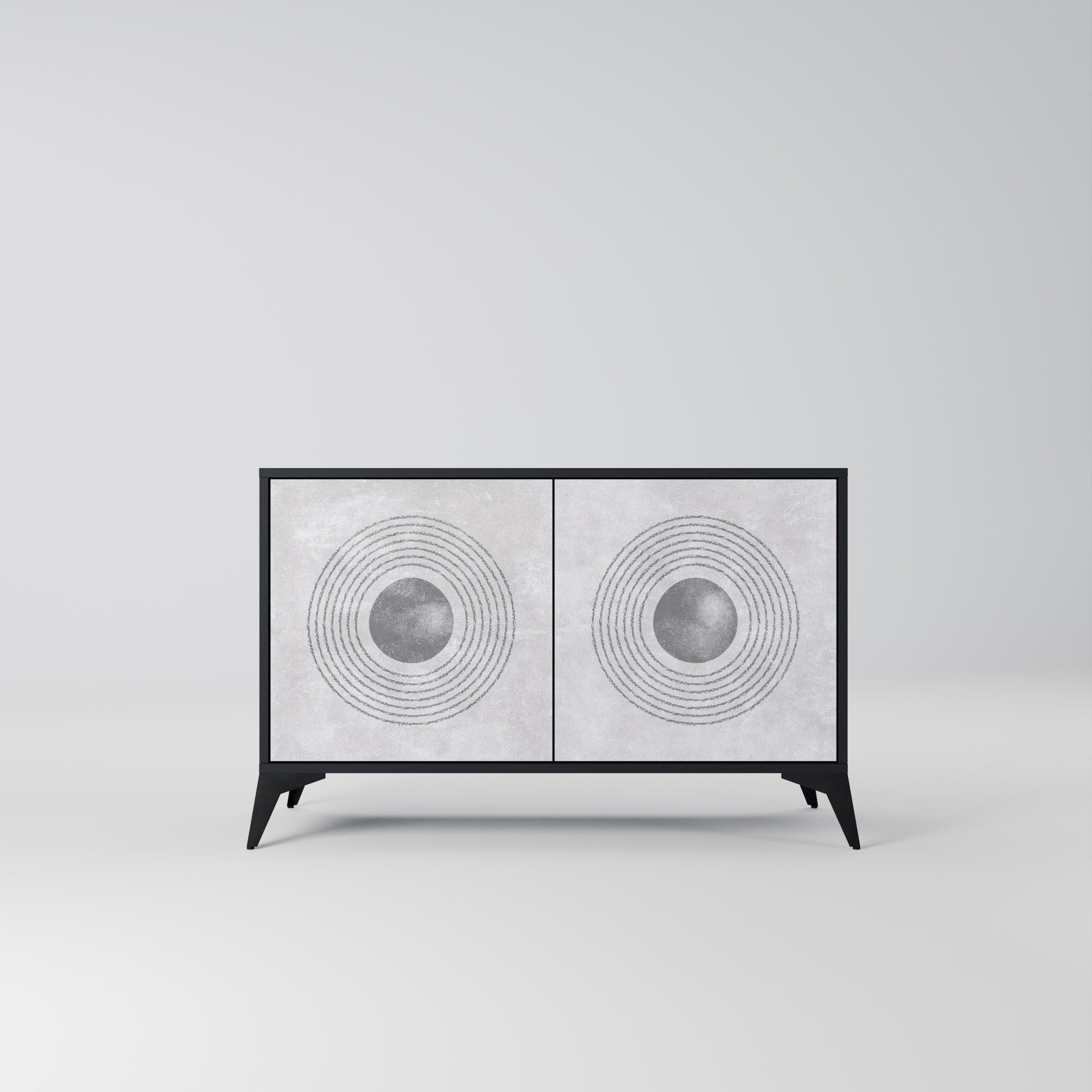 SOLID CIRCLES 2-dörrars skänk i svart finish