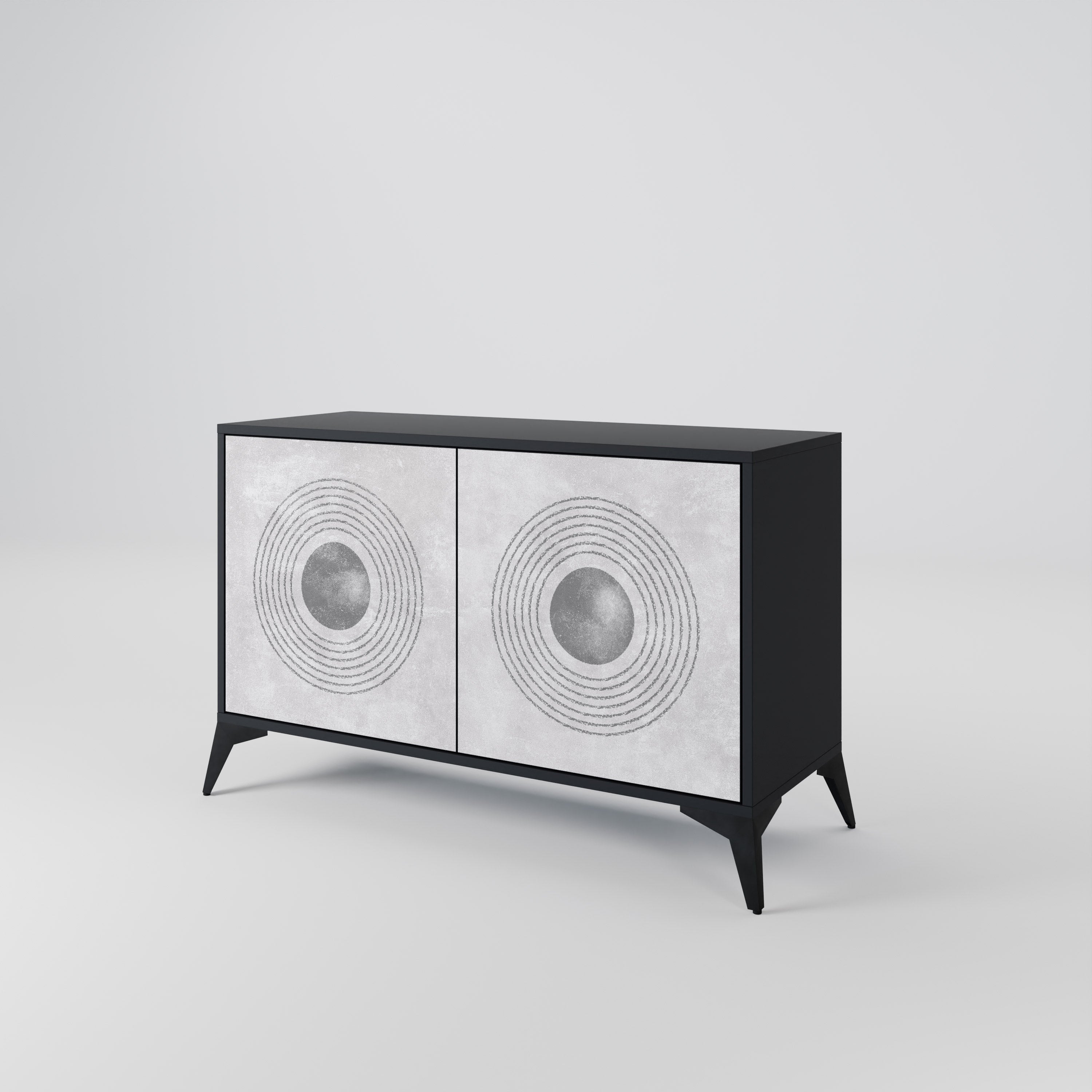 SOLID CIRCLES 2-dörrars skänk i svart finish
