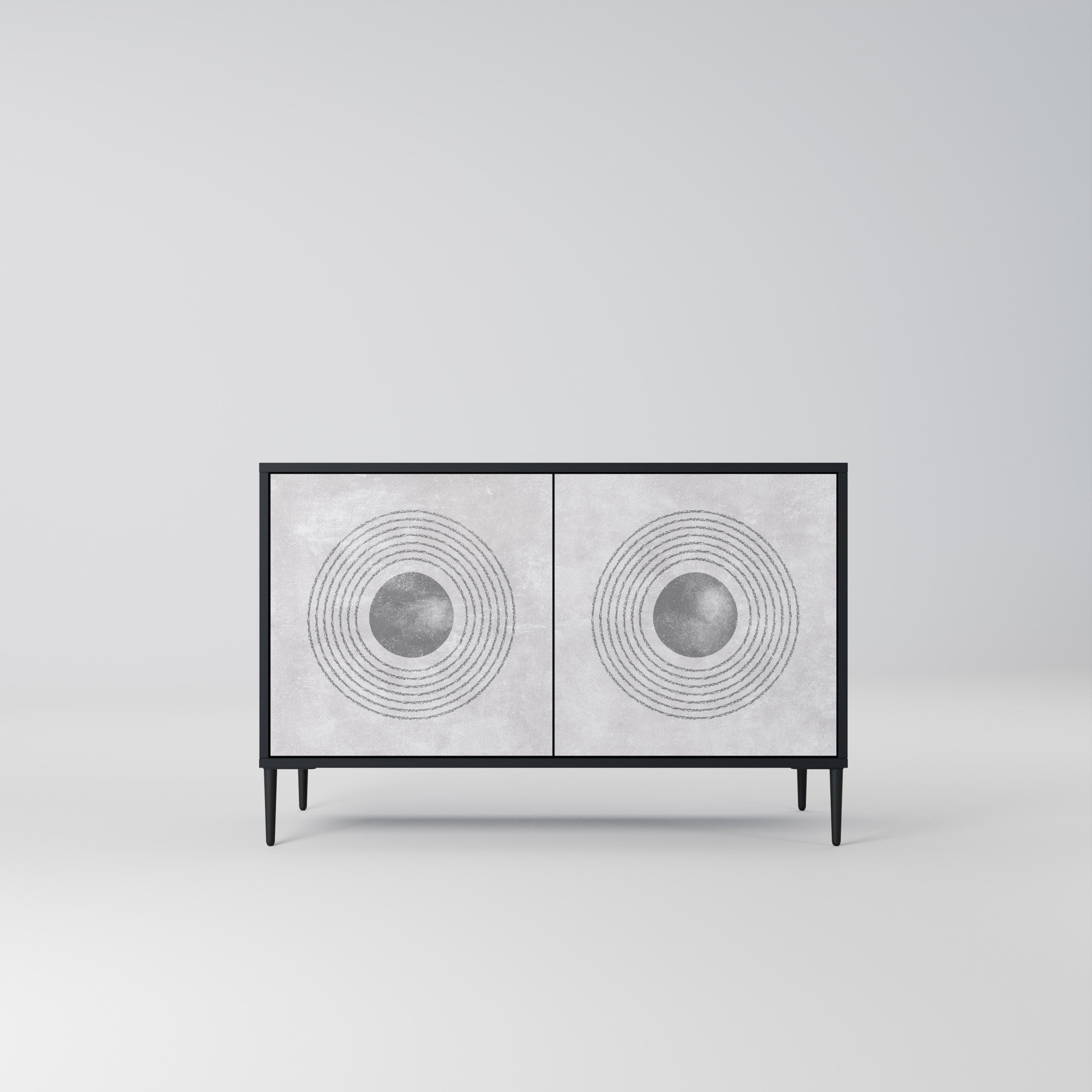 SOLID CIRCLES 2-dörrars skänk i svart finish