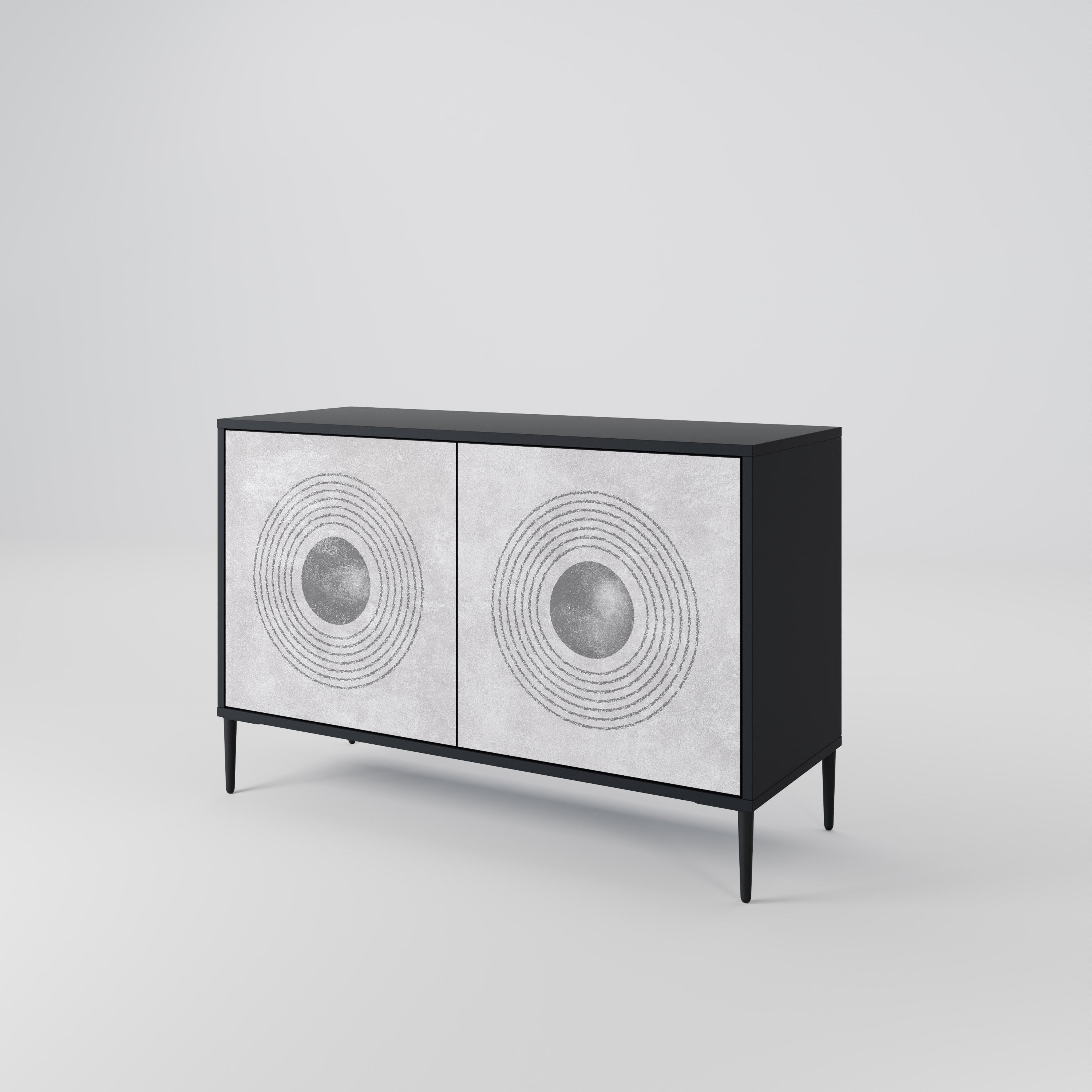SOLID CIRCLES 2-dörrars skänk i svart finish