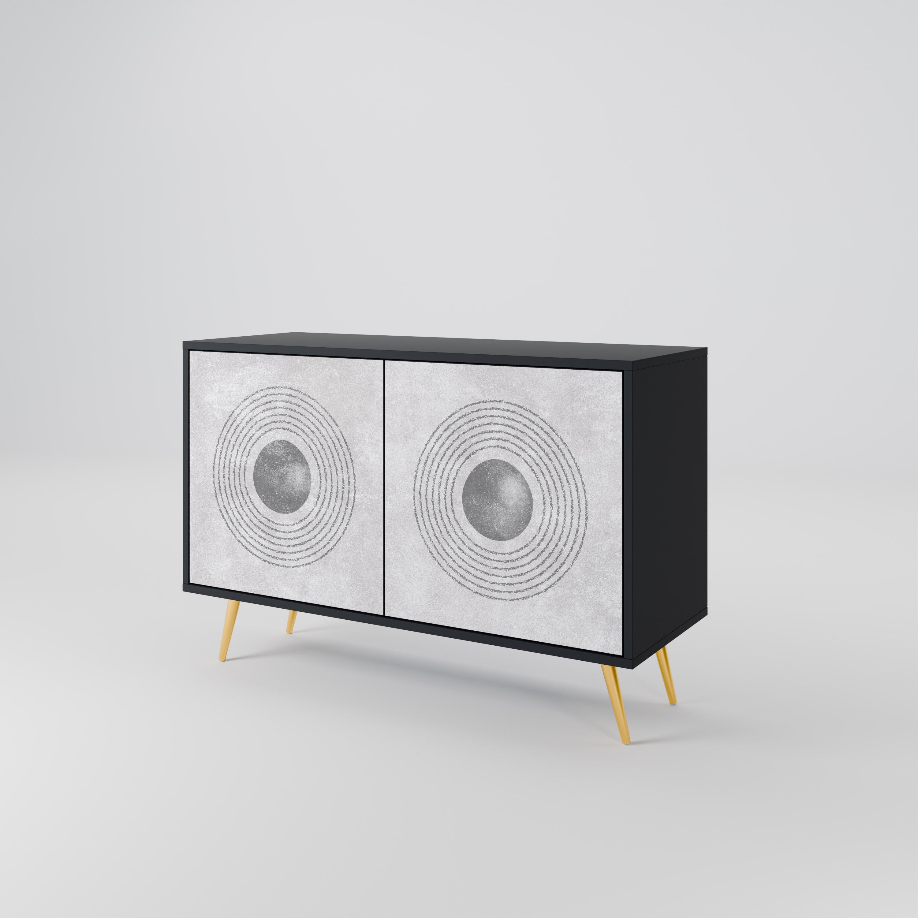 SOLID CIRCLES 2-dörrars skänk i svart finish