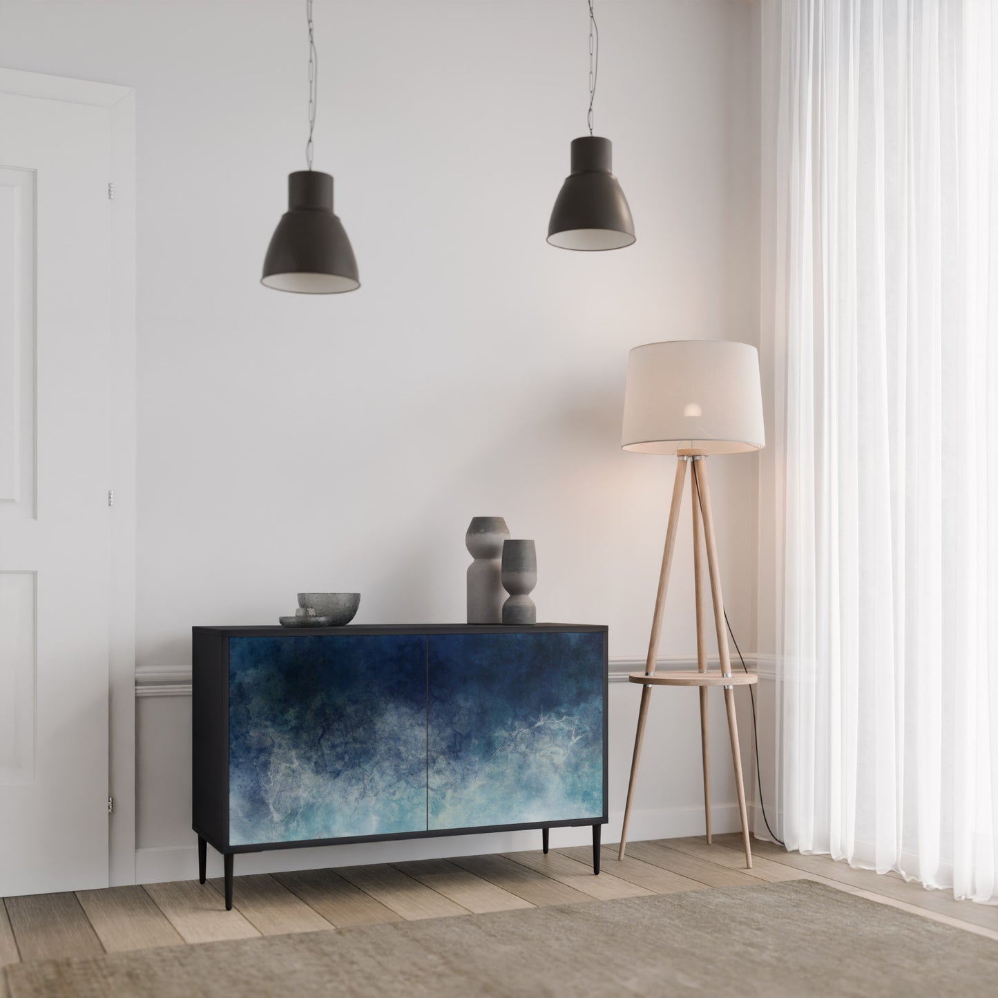 CELESTIAL FALL 2-Door Sideboard in Black Finish