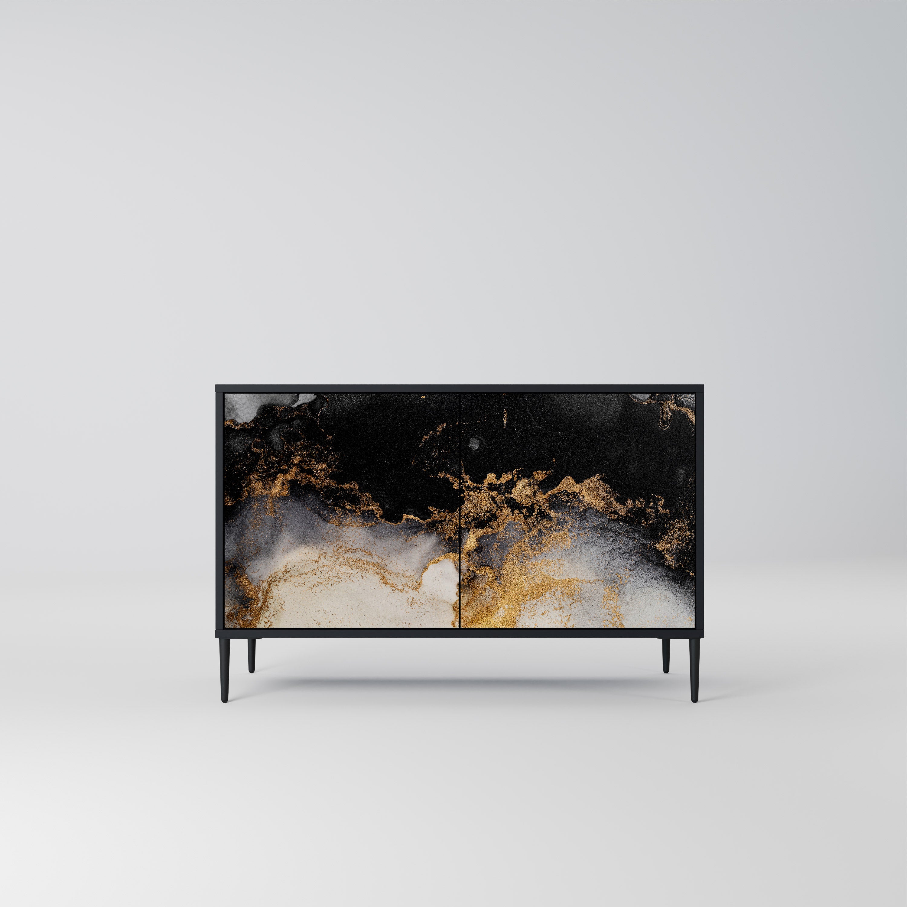 MARBLE OF TOMMORROW 2-dörrars skänk i svart finish